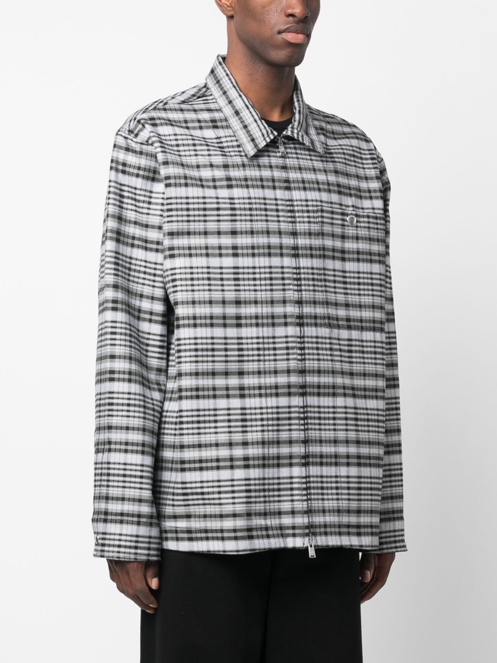 zip-up checked jacket - 3