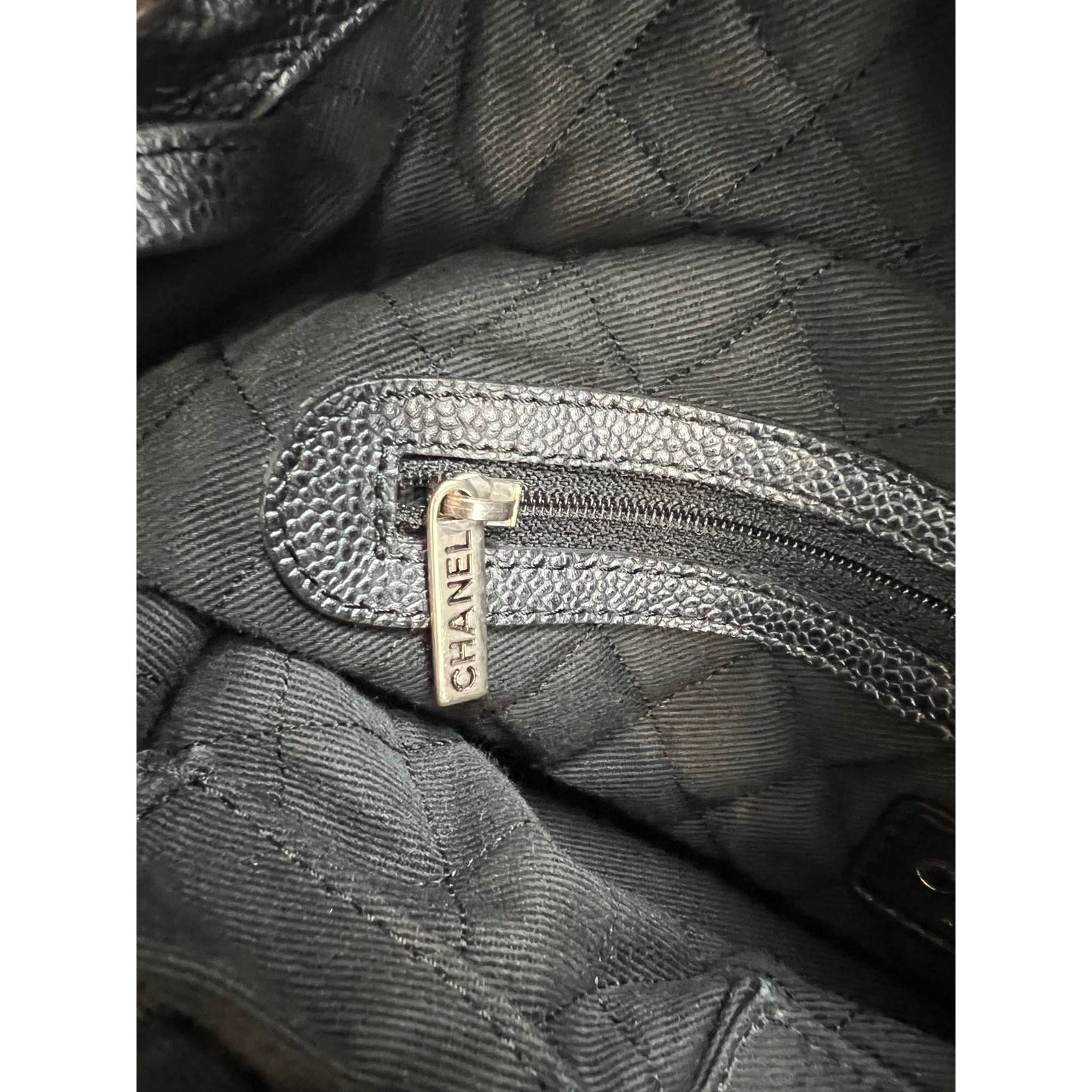 CHANEL Satin CC Large Black Bucket Shouler Bag - 12