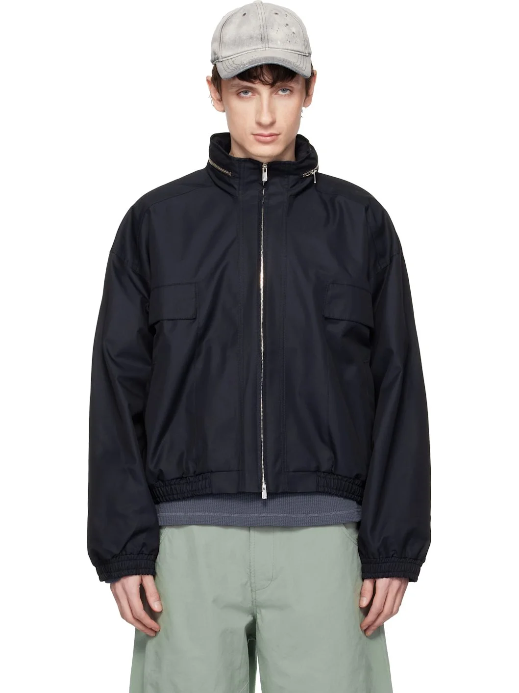 Black Reia Hooded Work Jacket - 1