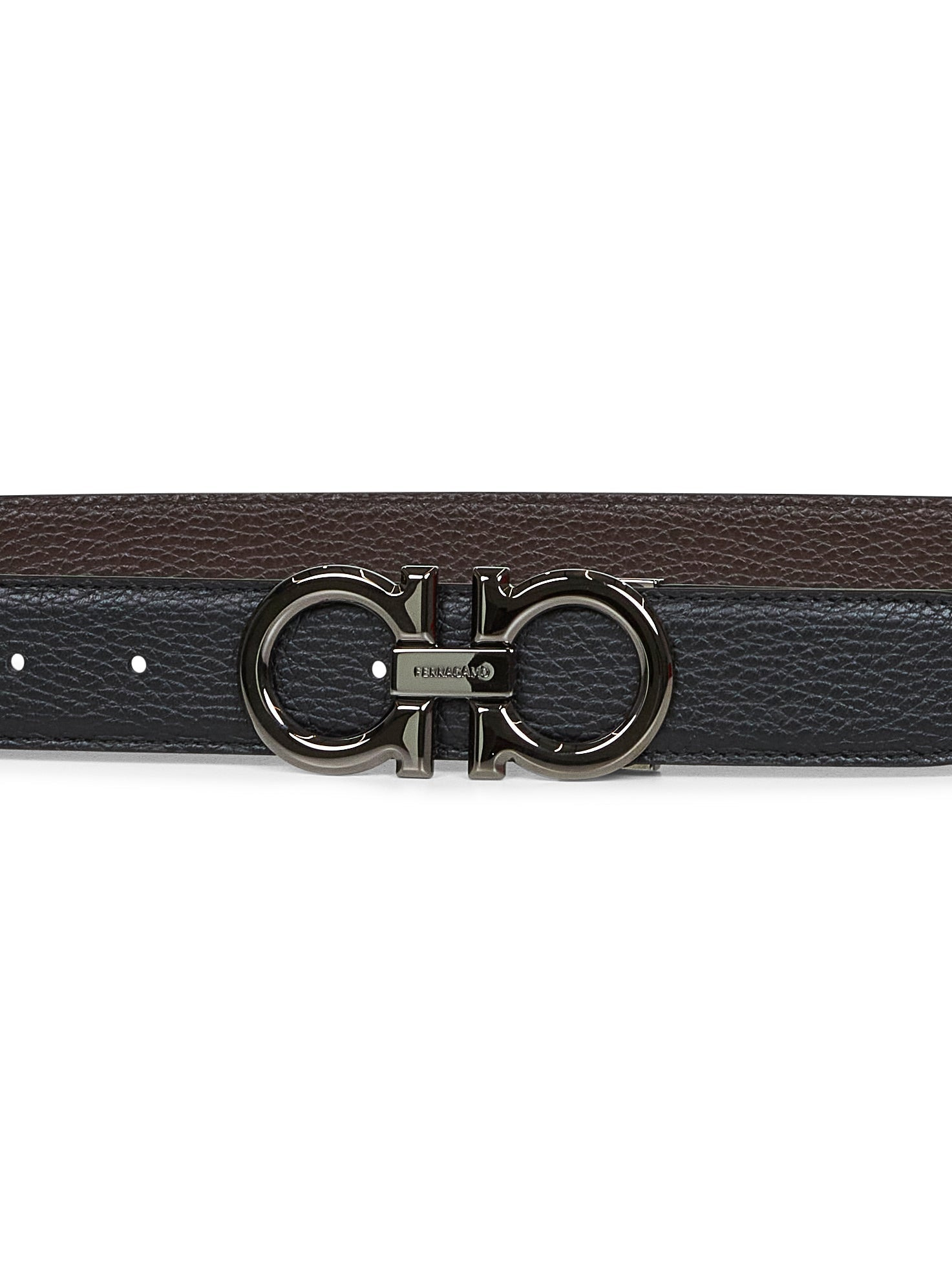 Ferragamo Men Black Leather Reversible Gancini Belt - 2