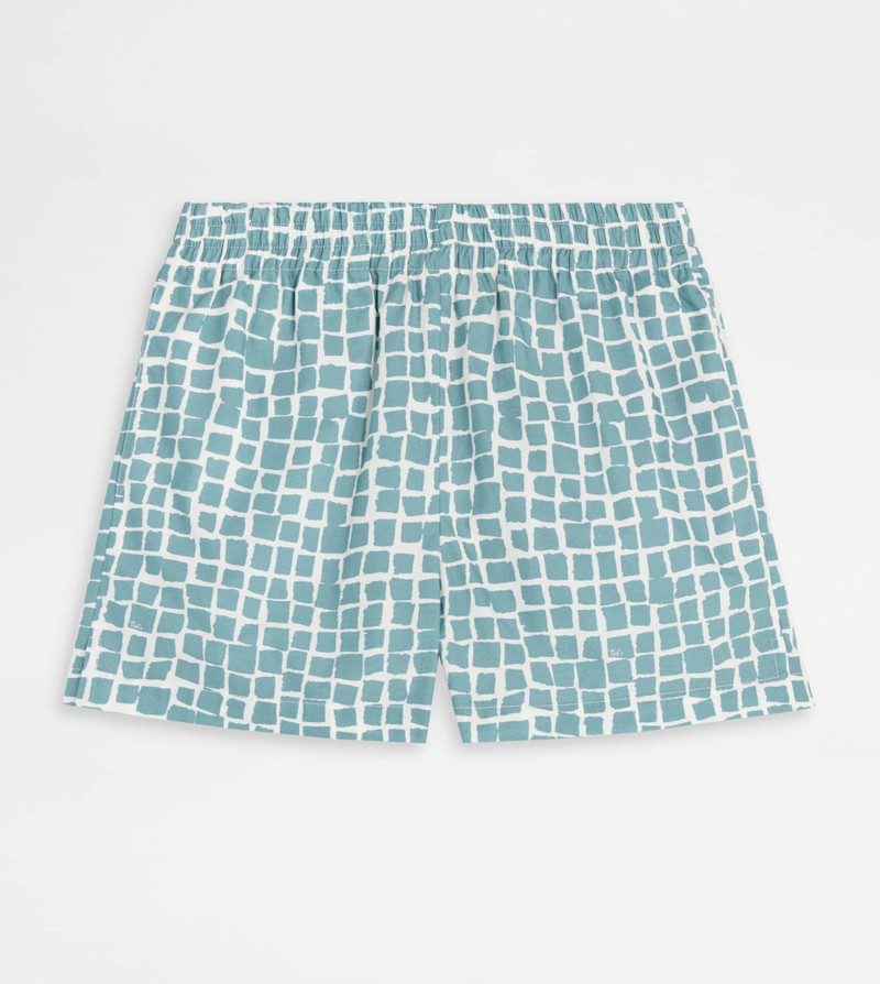 SHORT IN POPLIN - LIGHT BLUE, WHITE 1