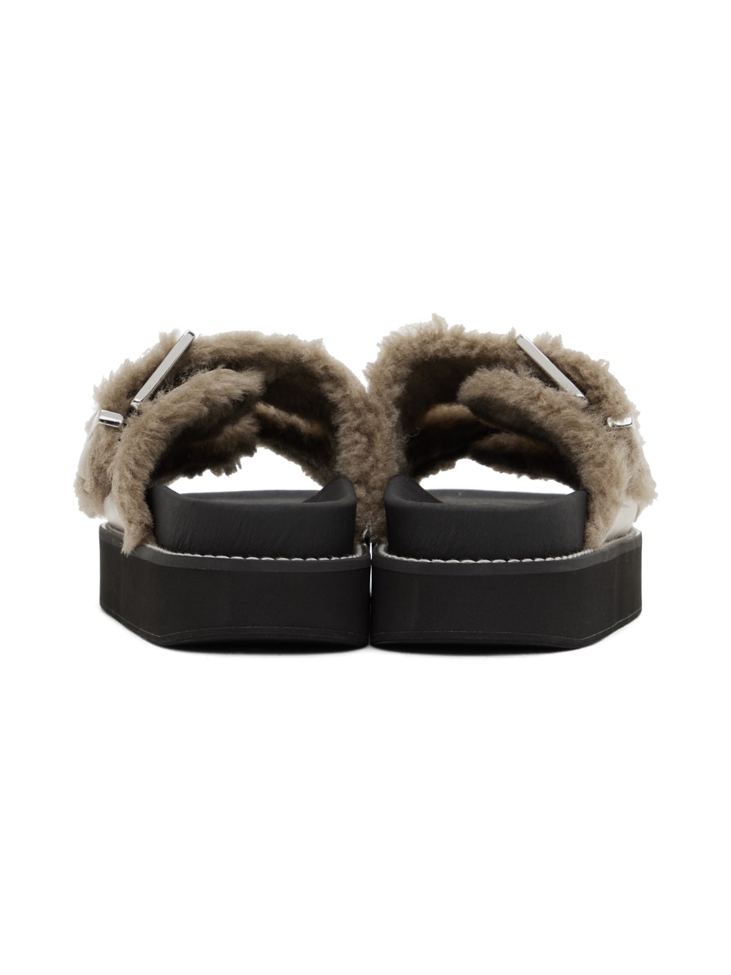 Taupe Feminine Buckle Flat Sandals - 2