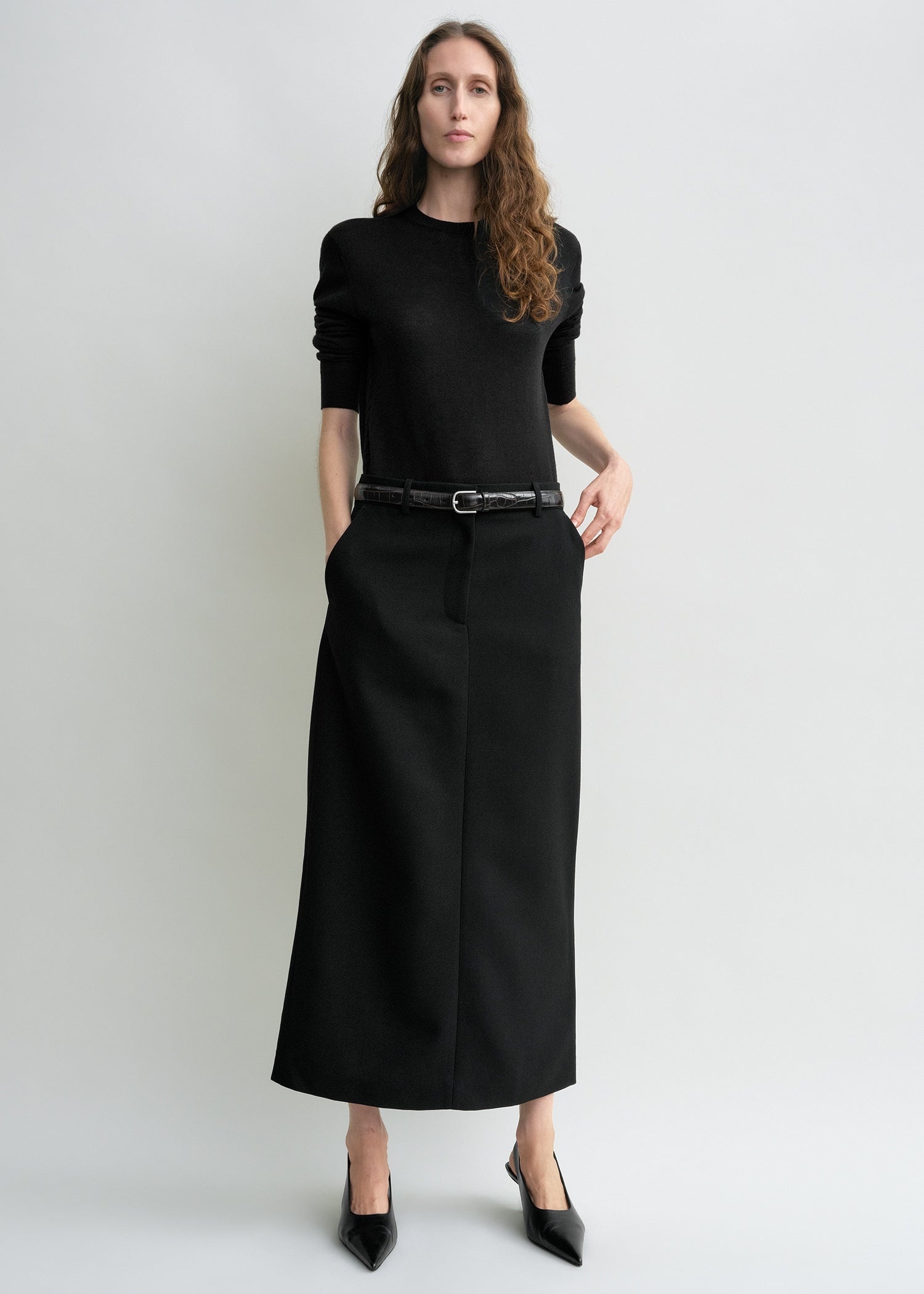 Low-waist straight skirt black - 3