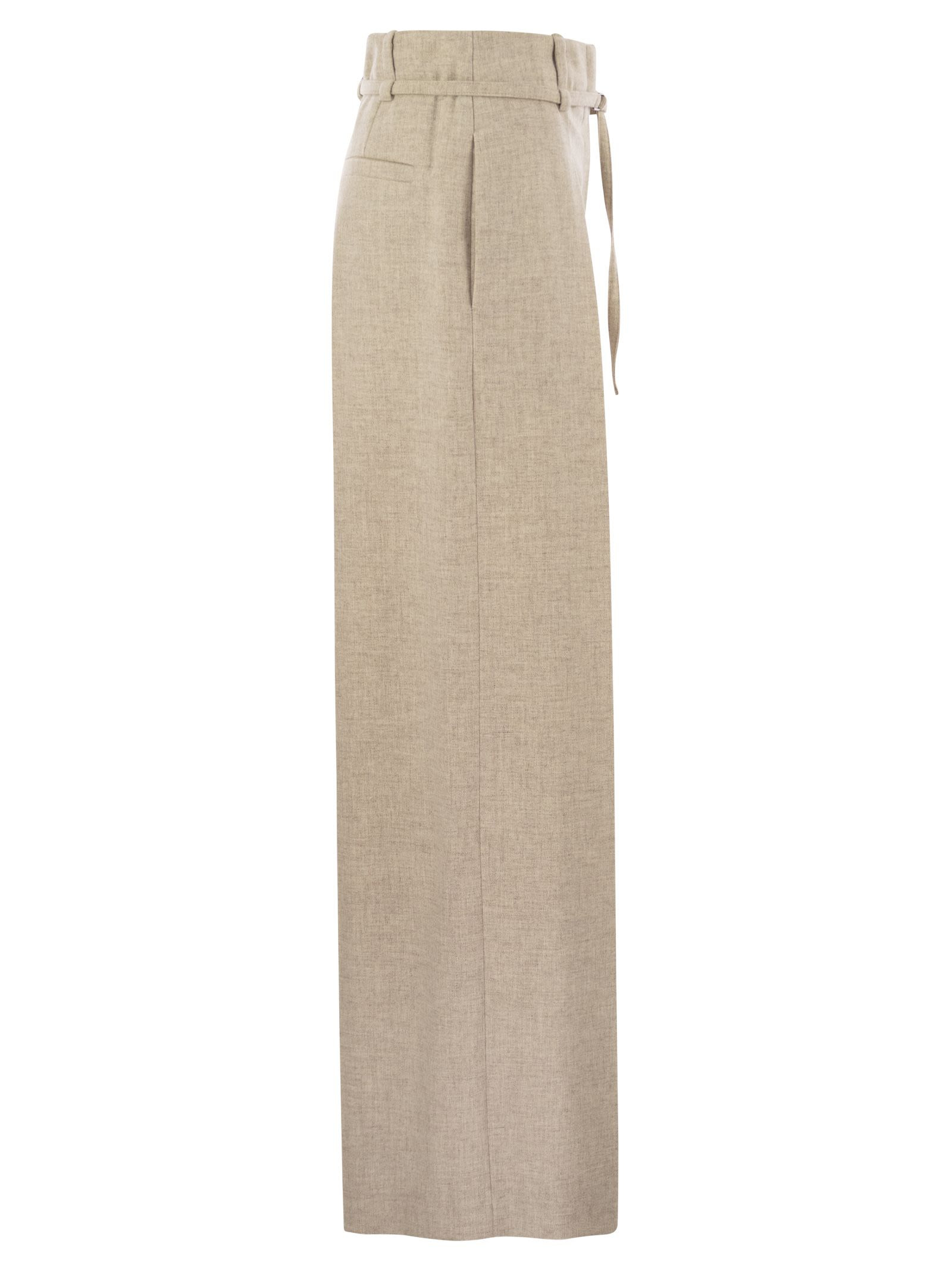 Brunello Cucinelli Women Virgin Wool And Cashmere Trousers With Necklace - 3