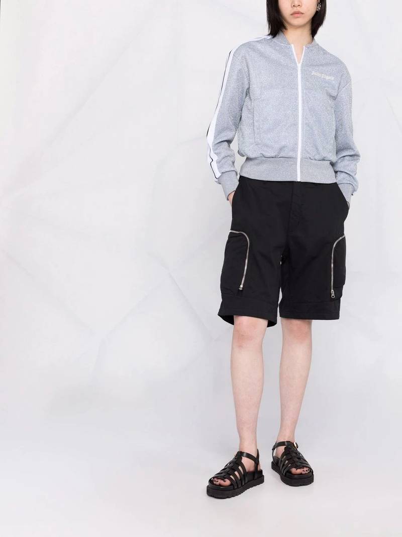 Palm Angels logo-print glitter zip-up jacket outlook