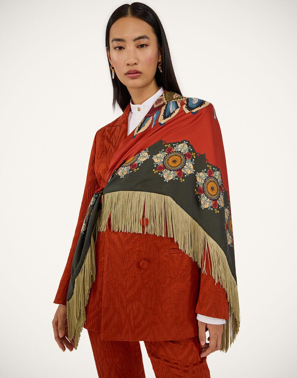 Fringe Triangle Scarf - 4