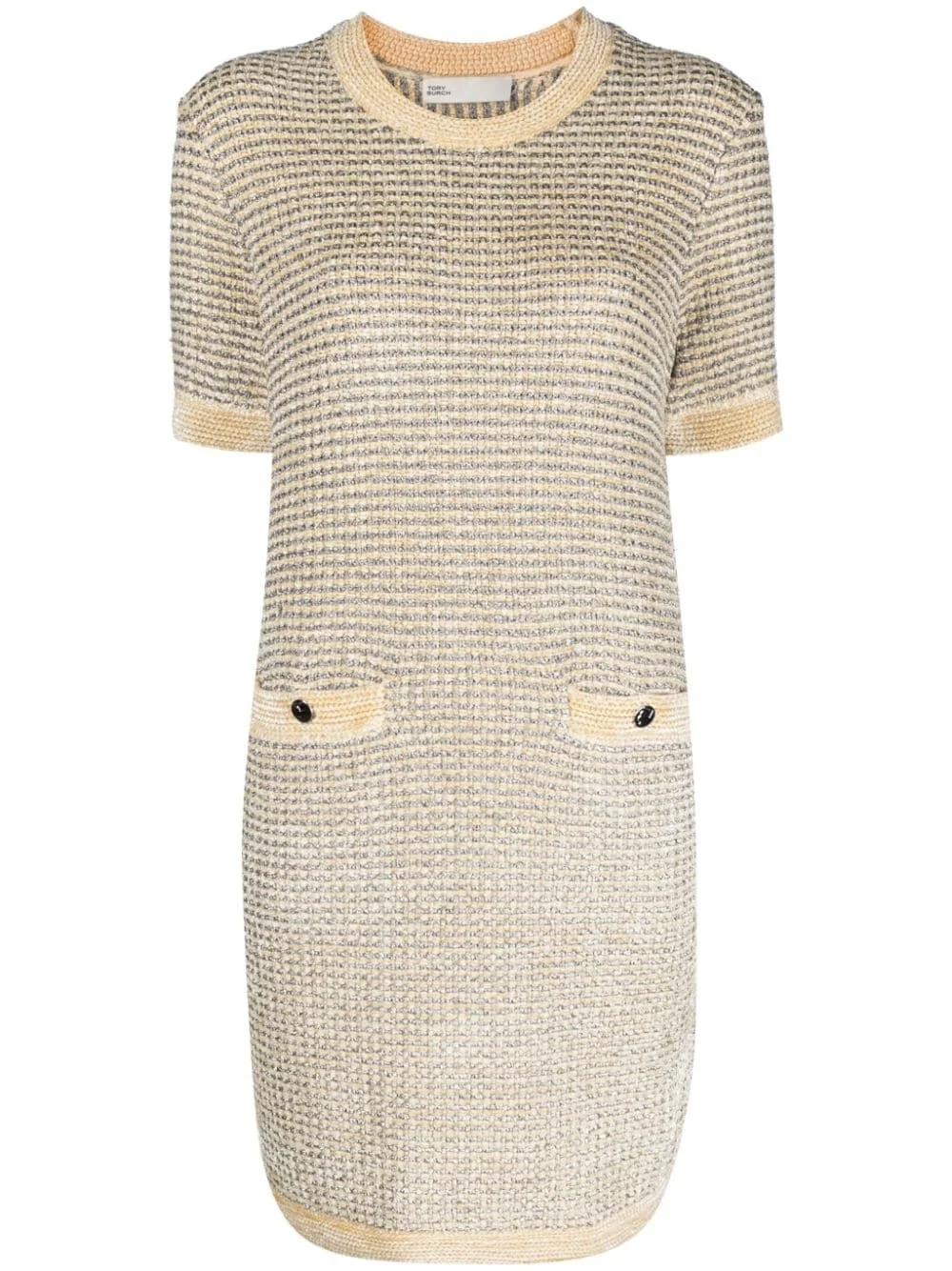 velvet striped midi dress - 1