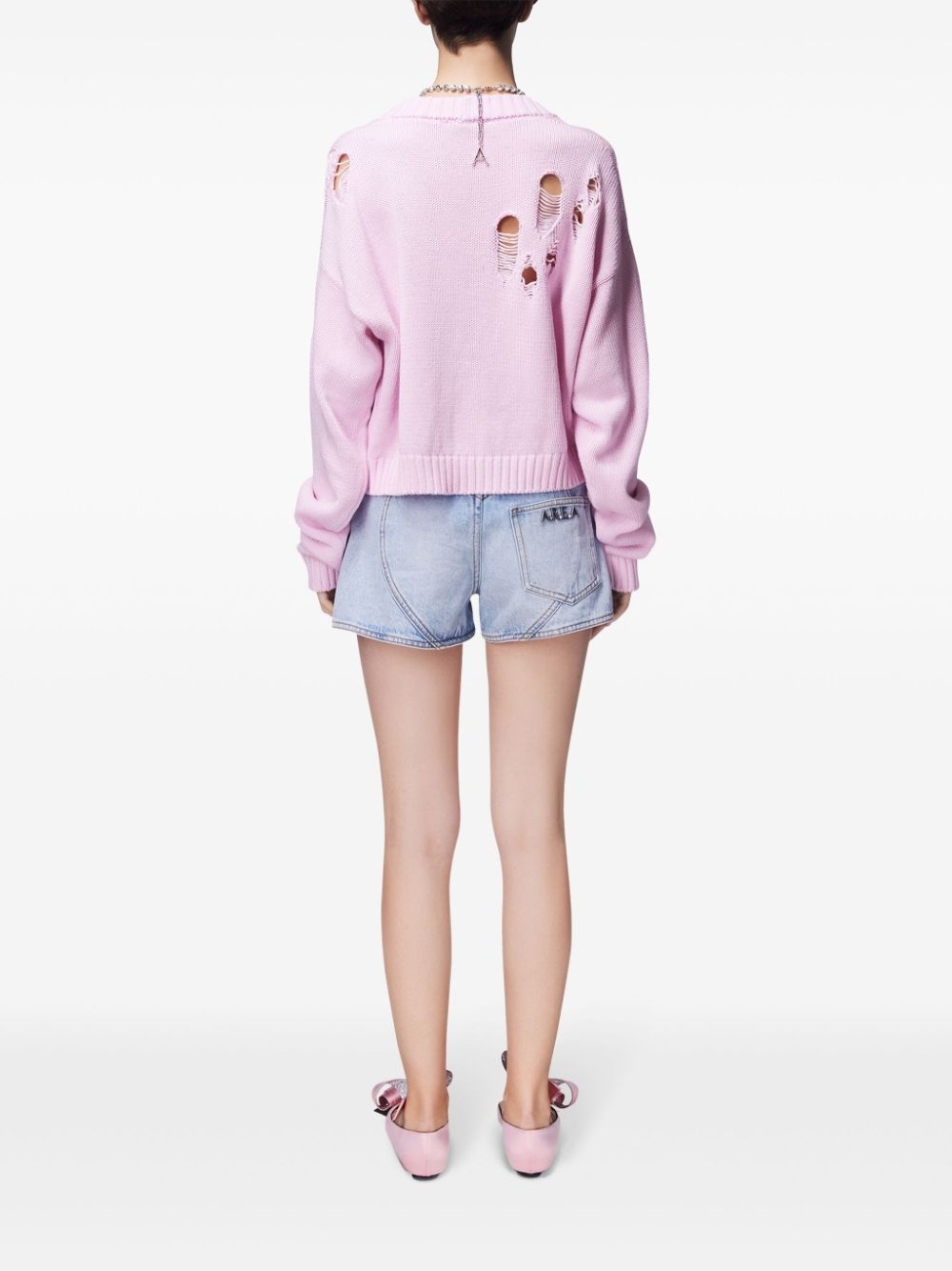 floral-appliqué denim shorts - 5