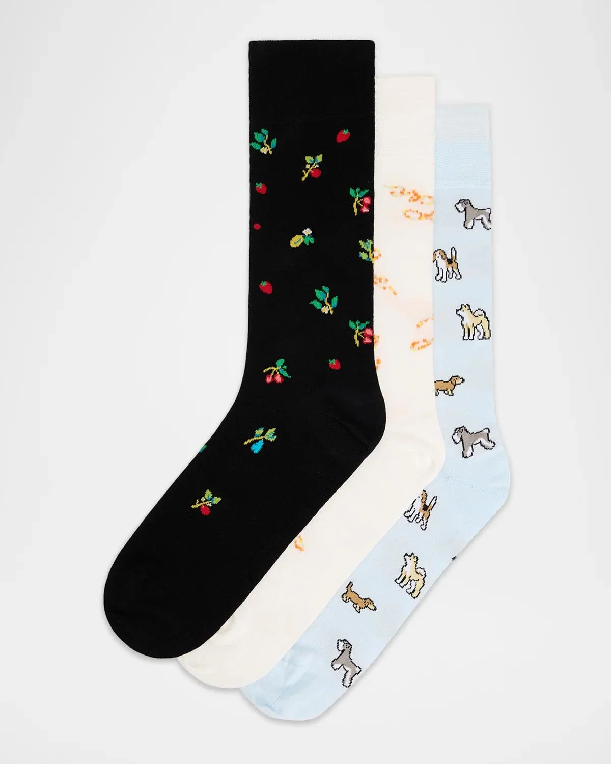 3-Pack Printed Cotton-Blend Crew Socks - 1