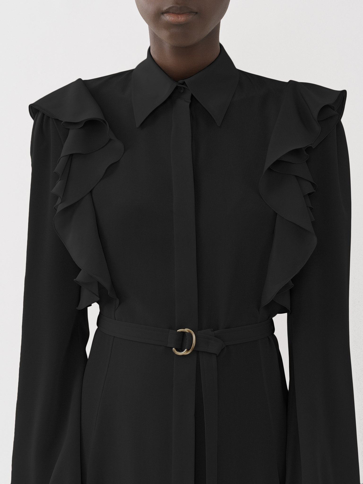 RUFFLED SHIRT DRESS - 5