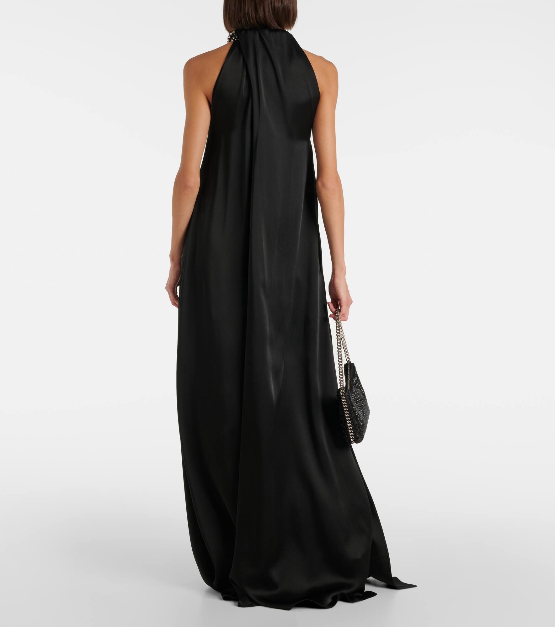 Embroidered halterneck gown - 3