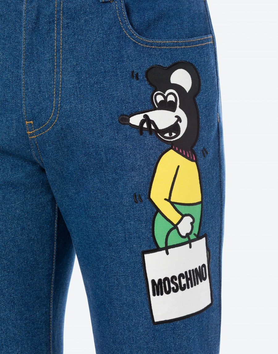 COMICS CHARACTERS STRETCH DENIM TROUSERS - 4