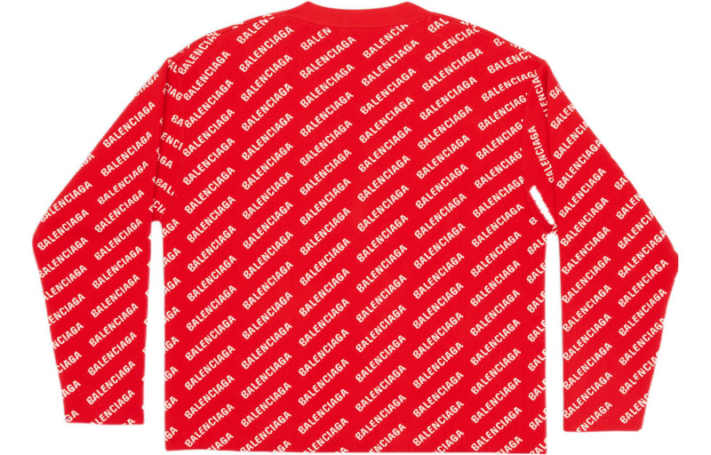 BALENCIAGA Balenciaga Mini Allover Logo Cardigan 'Red White' 699822T32336090 outlook