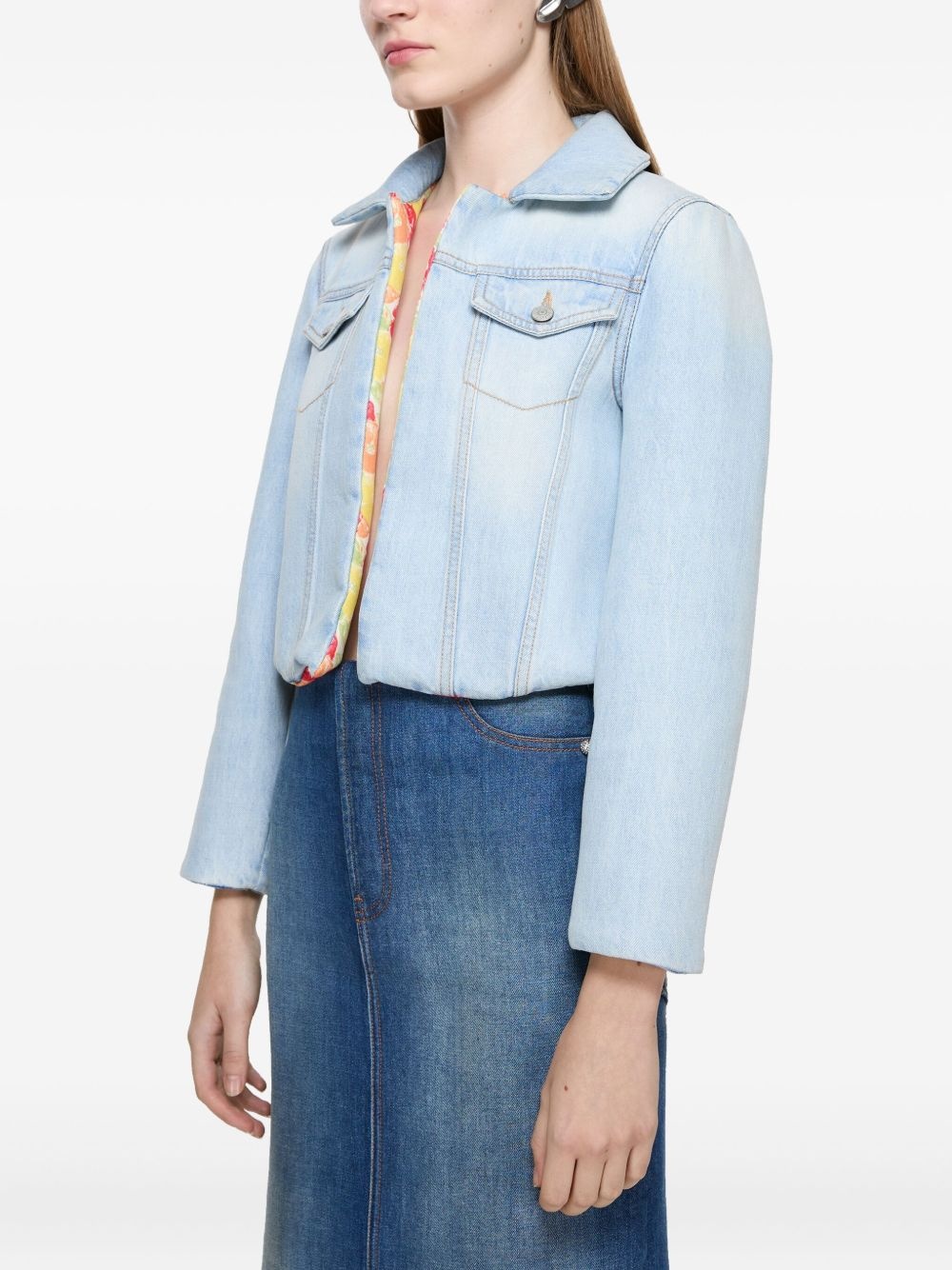floral-lining denim jacket - 4