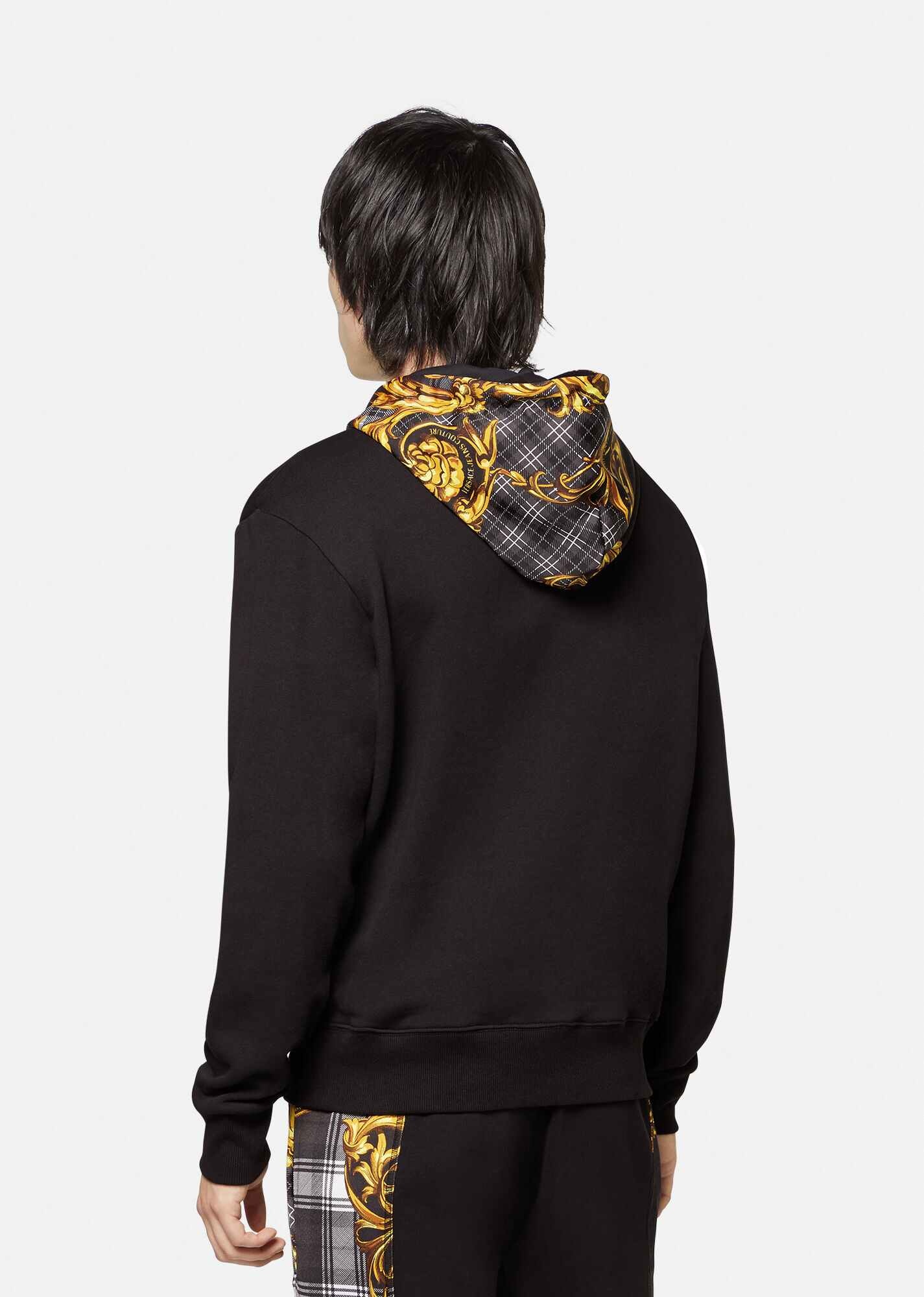 Tartan Baroque Print Accent Hoodie - 3