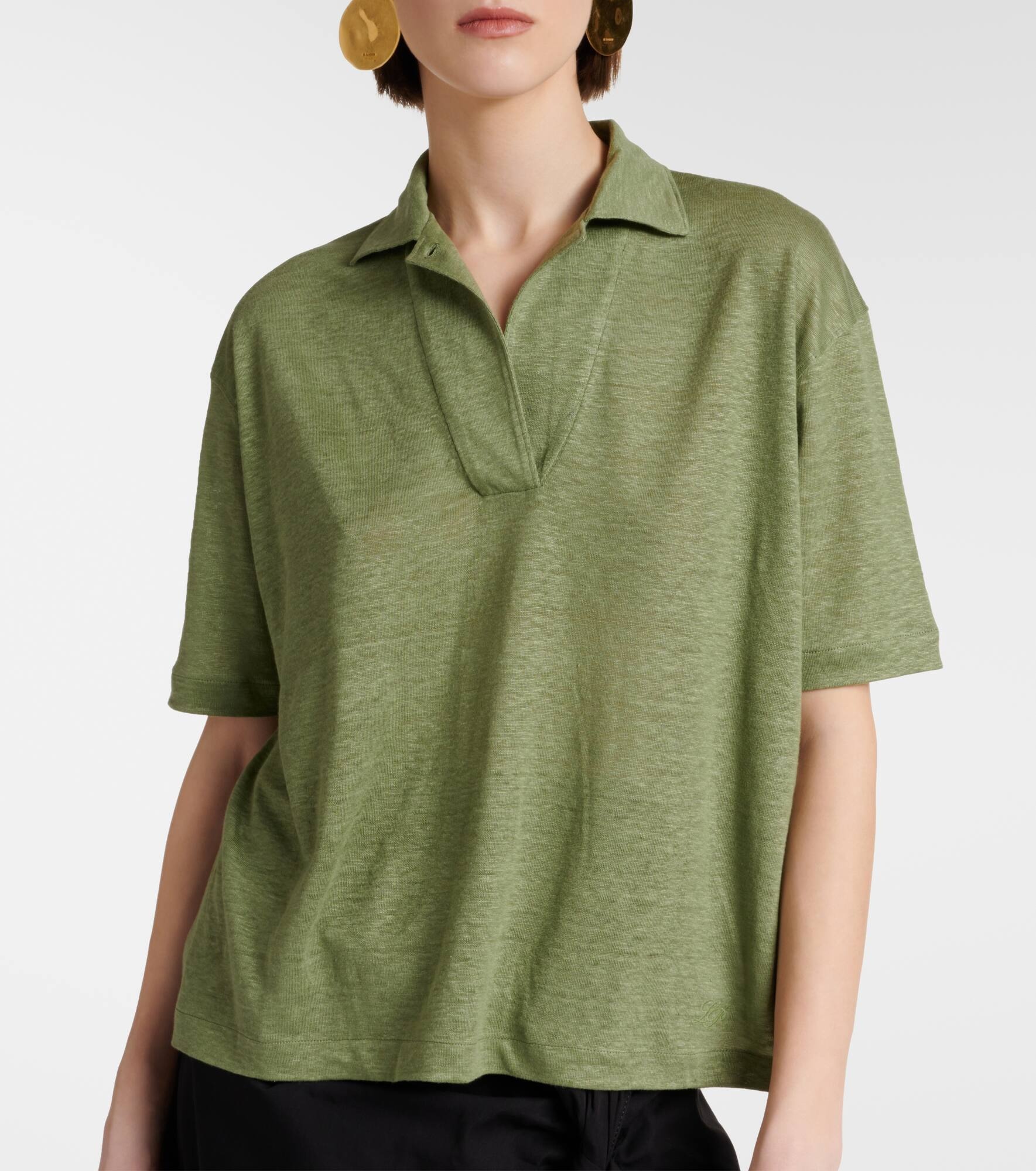 Linen polo top - 5