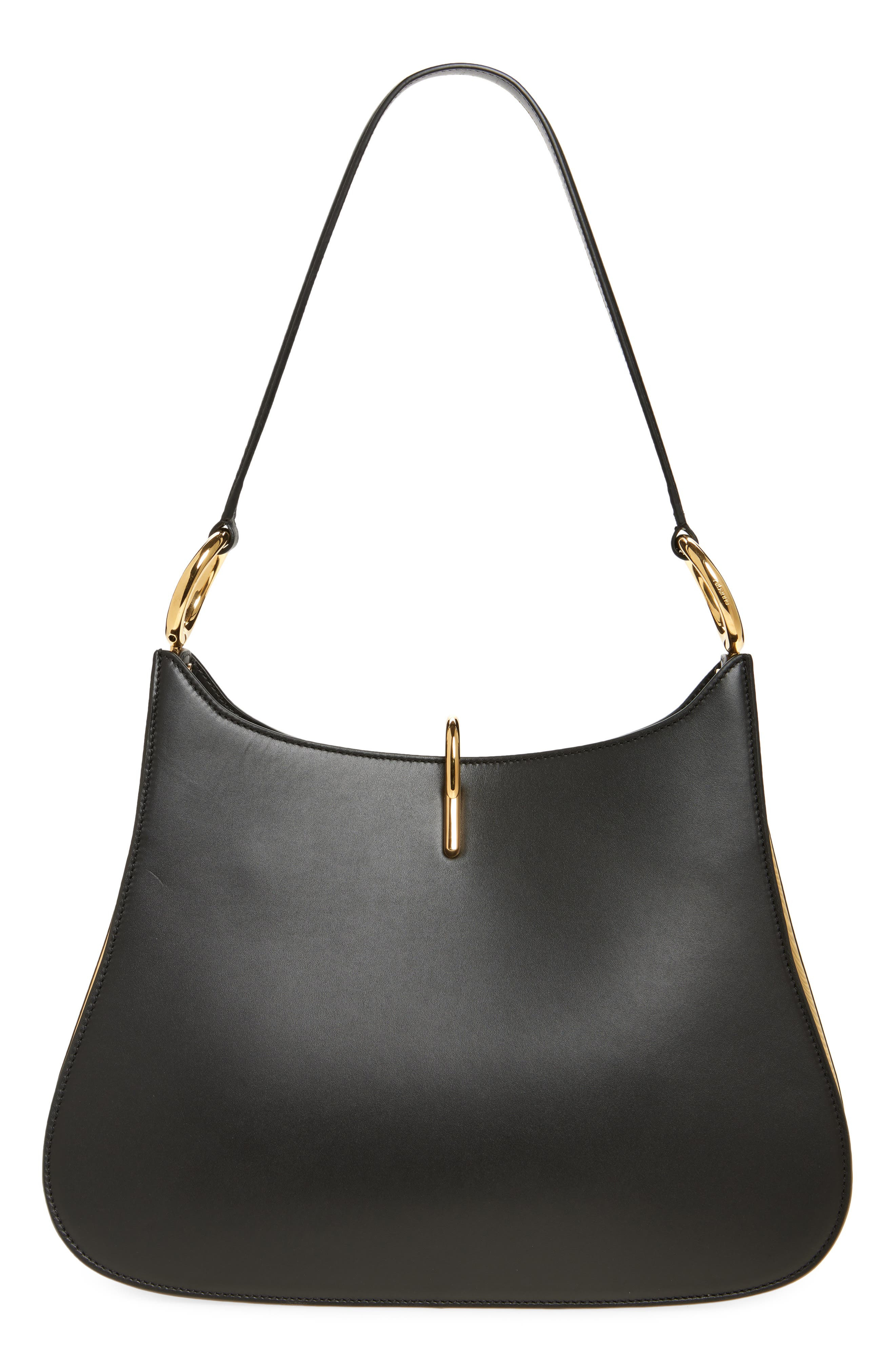 Rabanne Ring Leather Hobo Shoulder Bag in Black /Gold at Nordstrom - 3