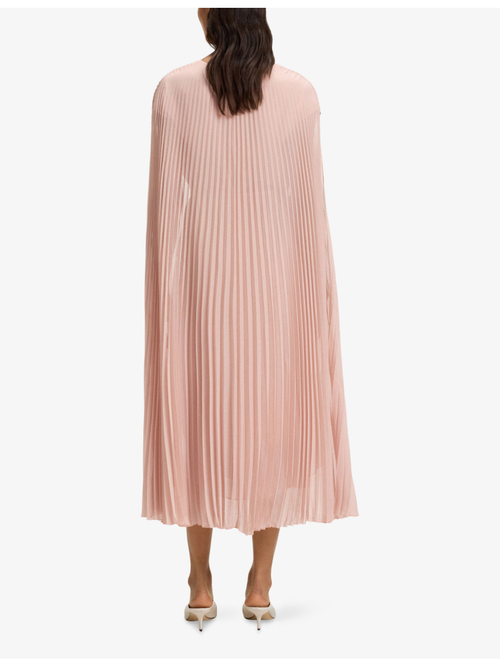 Pleated Belted Woven Midi Dress - 4