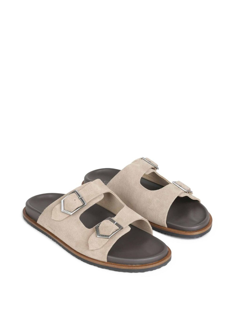 Canali double-buckle suede sandals outlook