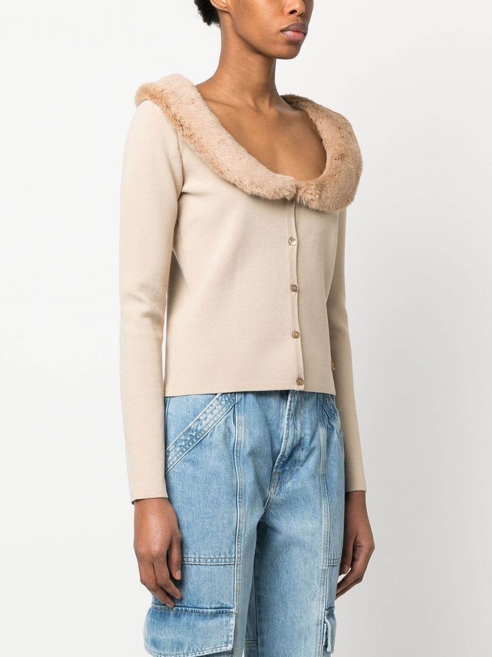 scoop-neck knitted cardigan - 3