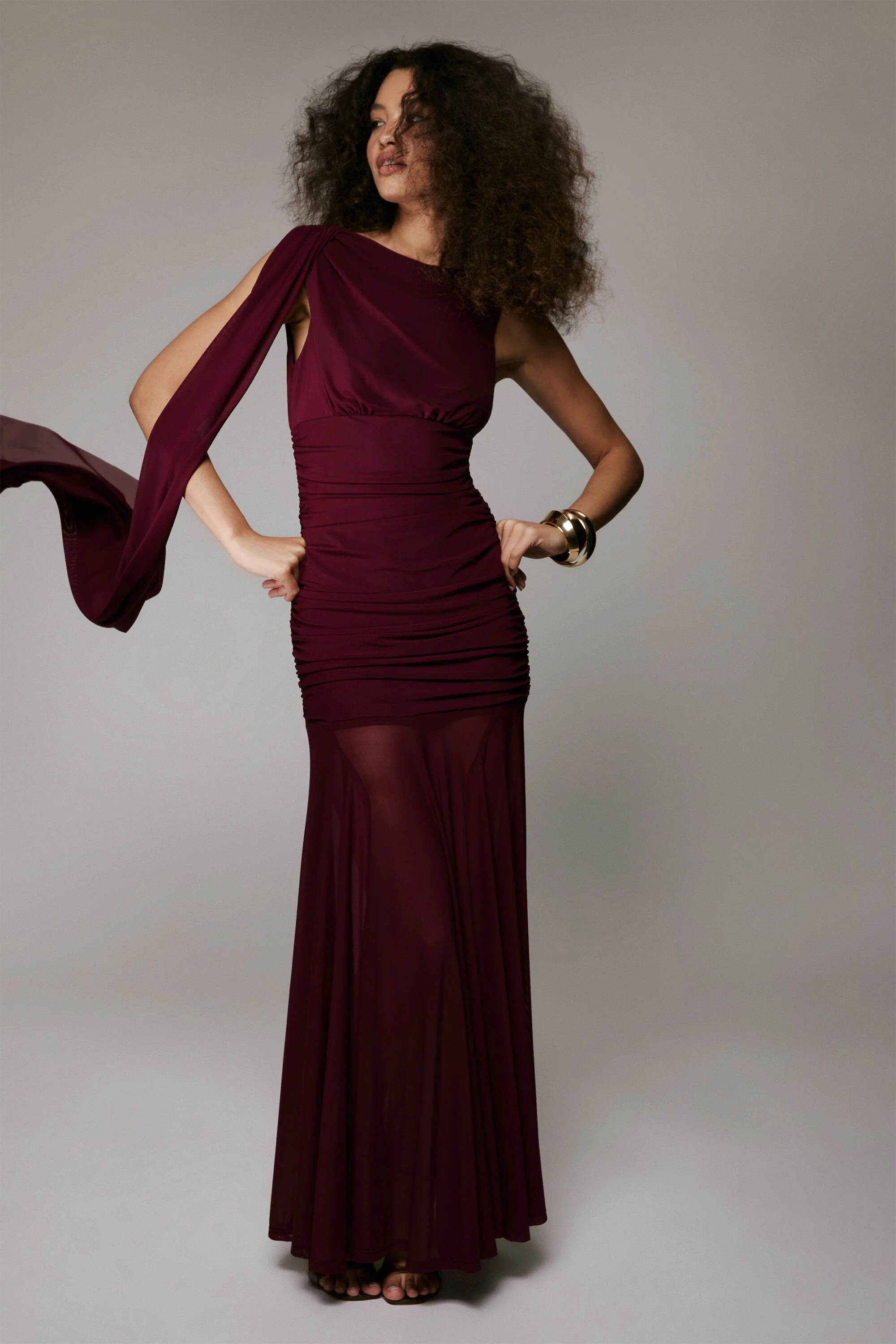 Alverie Mesh Maxi Dress In Mulberry - 1