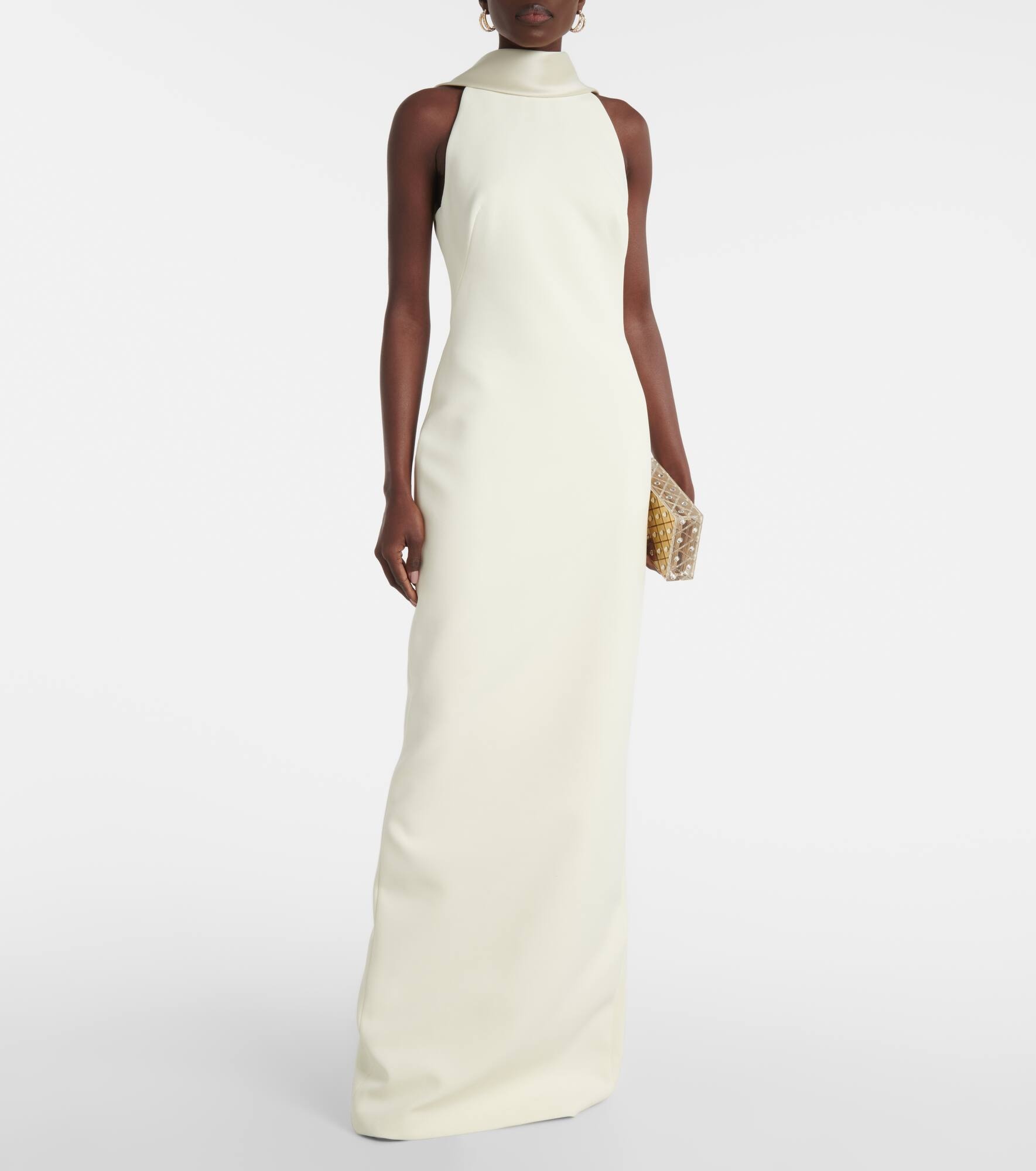 Holliana satin-trimmed crêpe gown - 2