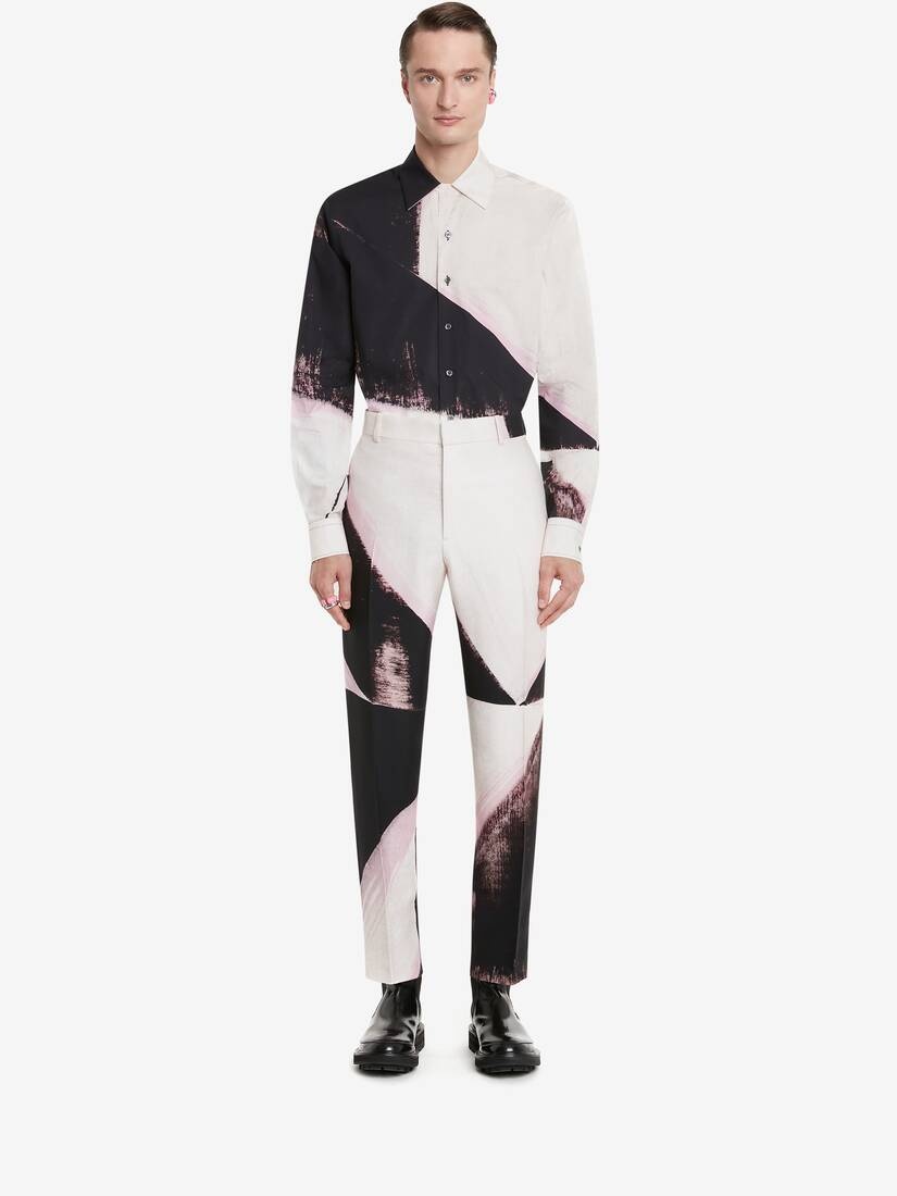 Men's Brushstroke Shirt in Pink/white/black - 2