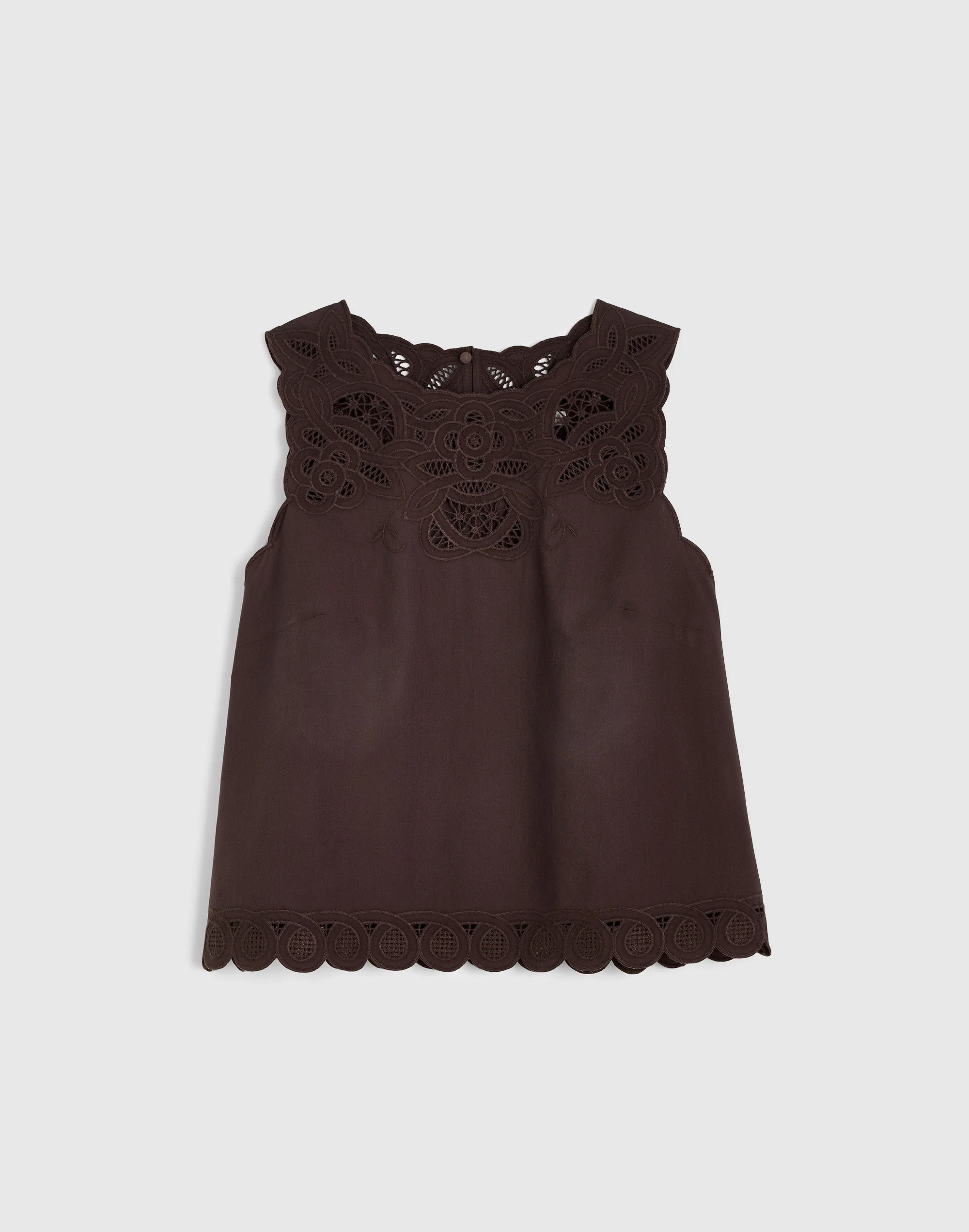 Embroidered Shell Top in Poplin - 1