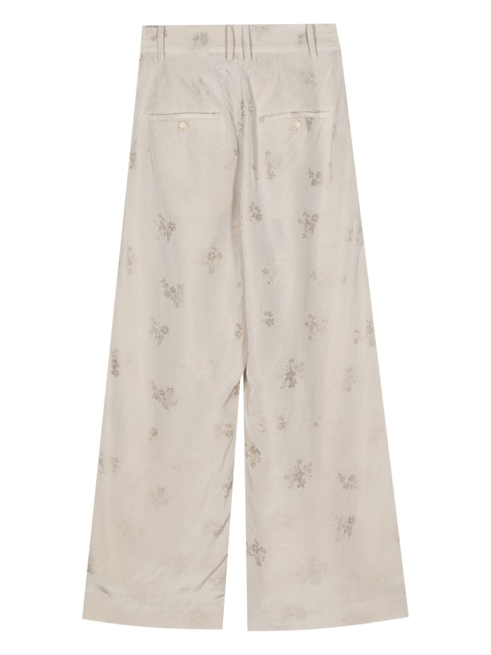 floral jacquard wide-leg trousers - 2