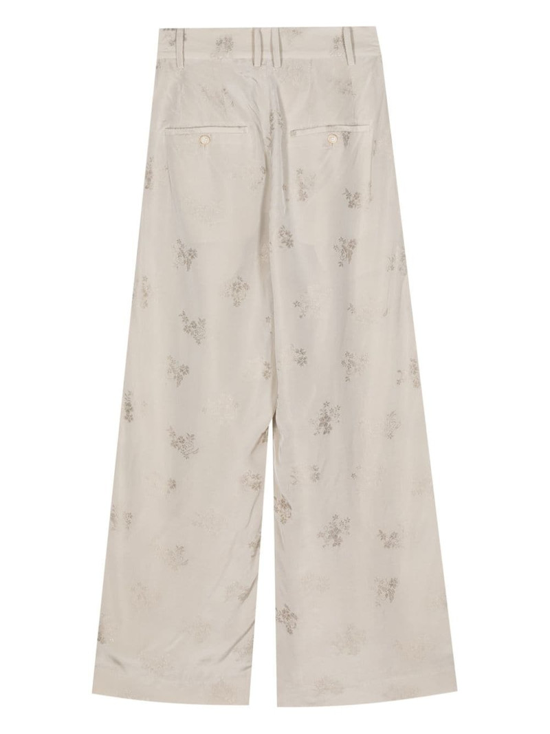 UMA WANG floral jacquard wide-leg trousers outlook