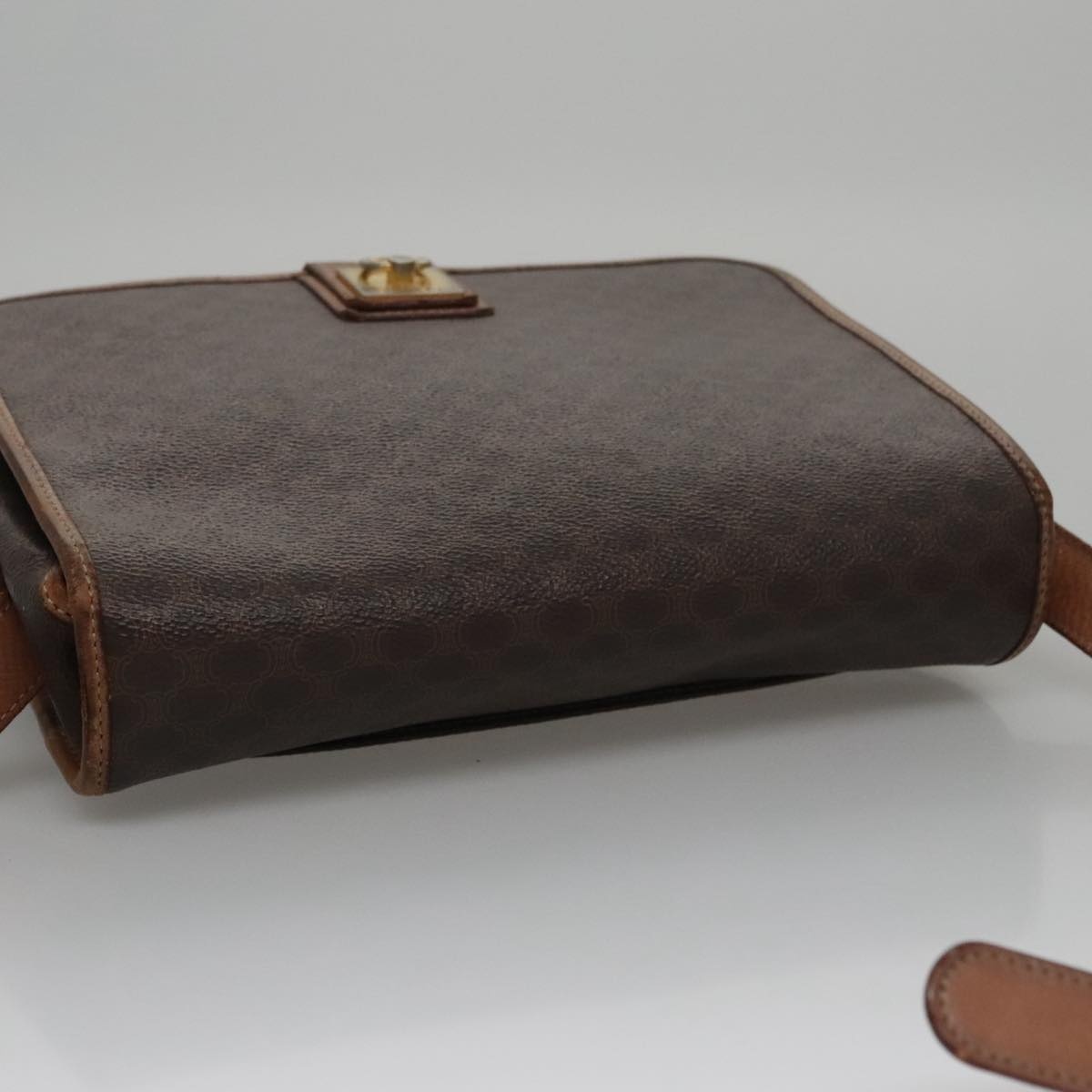 CELINE Macadam Canvas Shoulder Bag Pvc Leather Brown Gold - 6