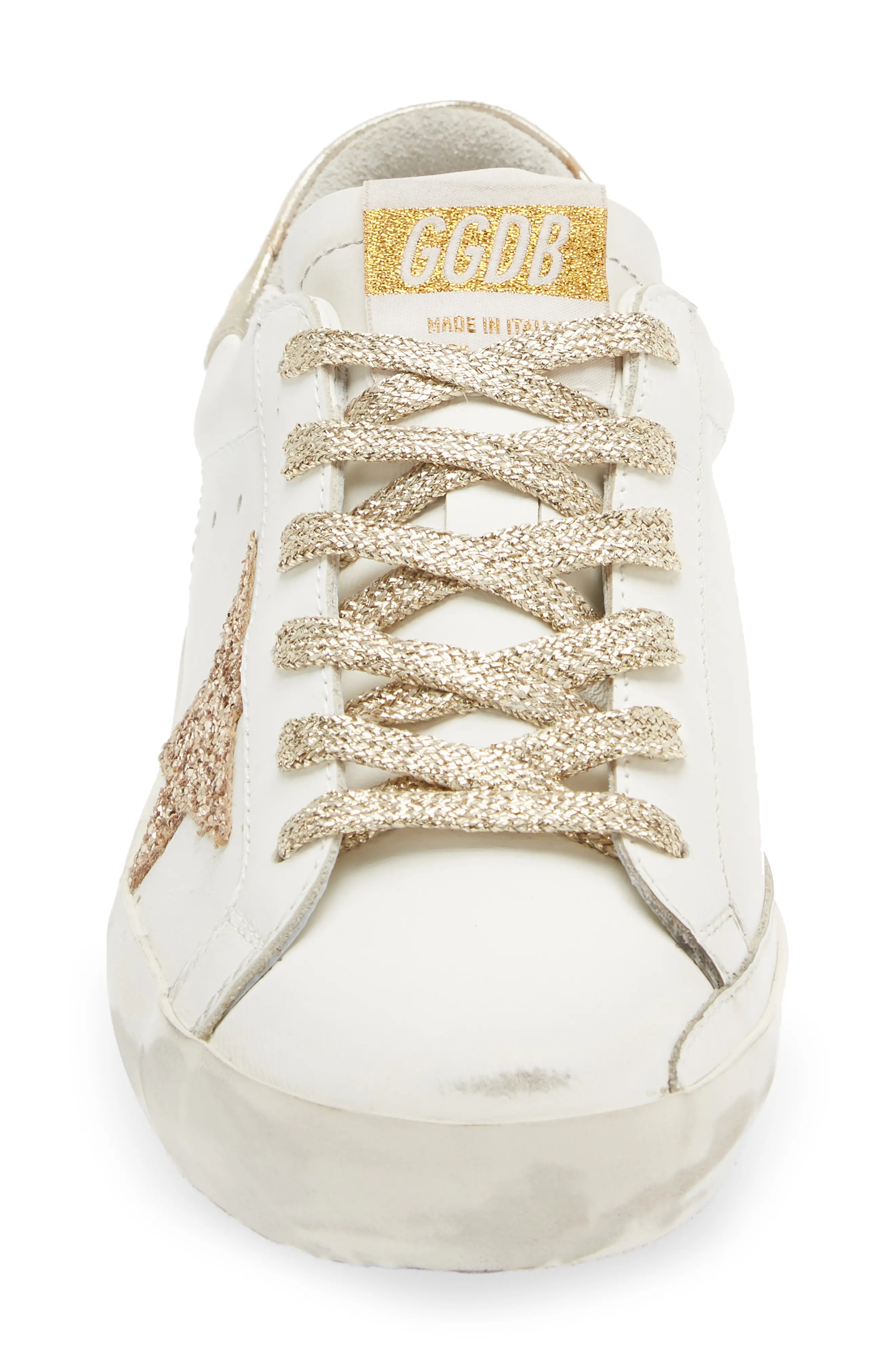 Super-Star Low Top Sneaker in White/Gold - 4