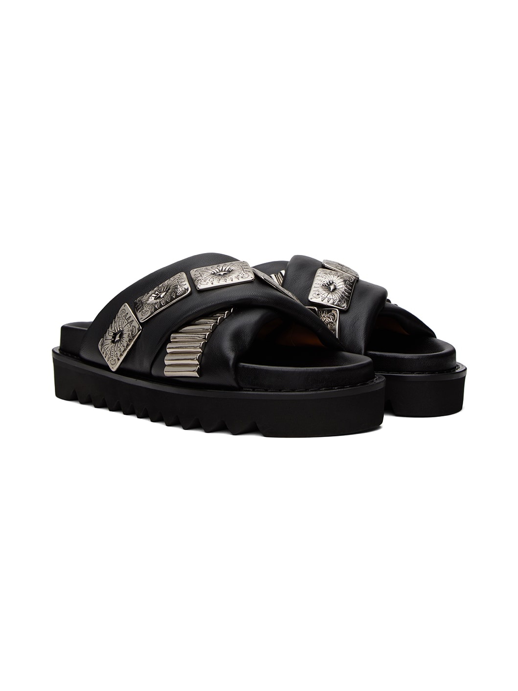 SSENSE Exclusive Black Leather Slippers - 4