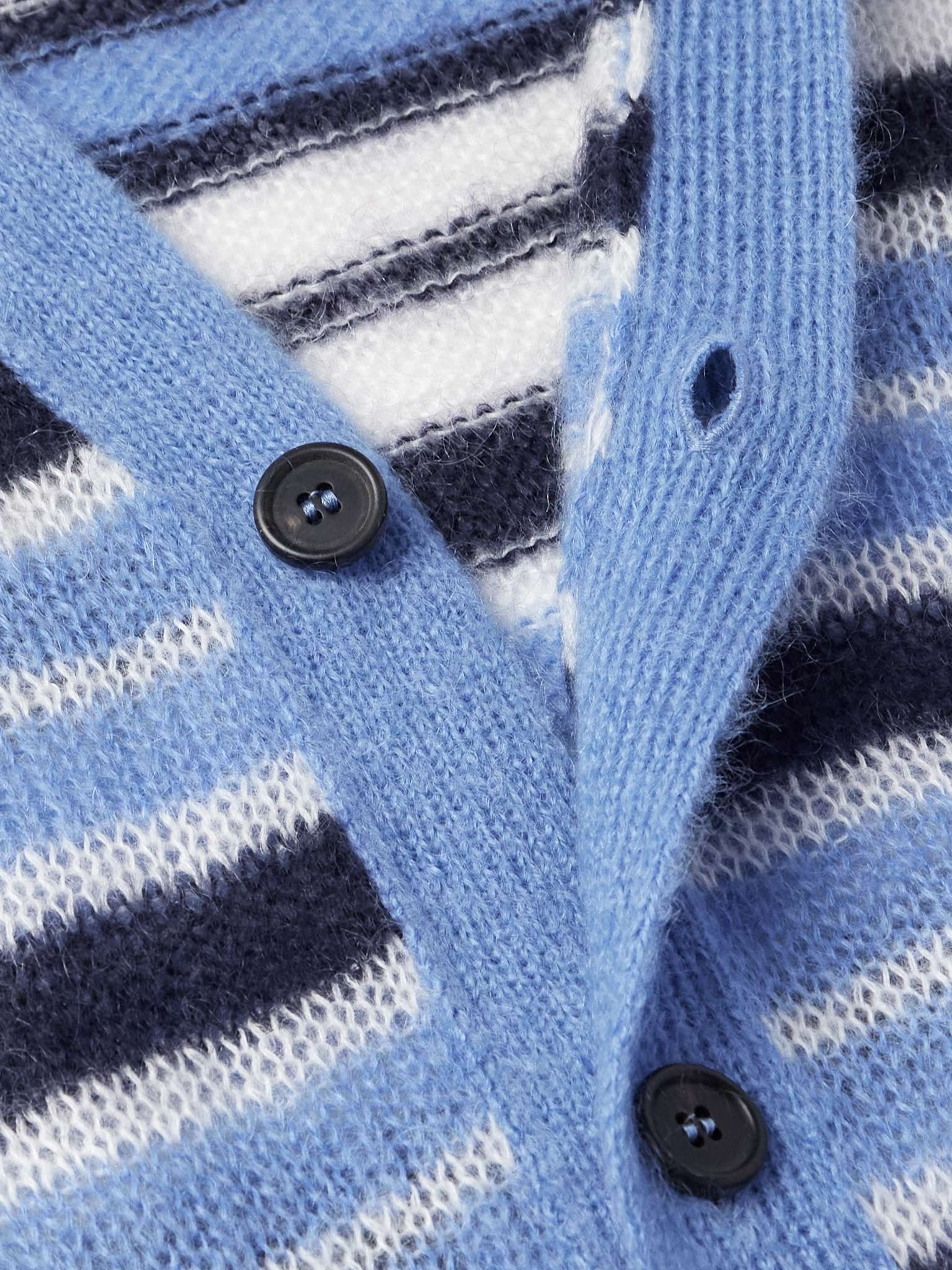 Logo-Embroidered Striped Mohair-Blend Cardigan - 4