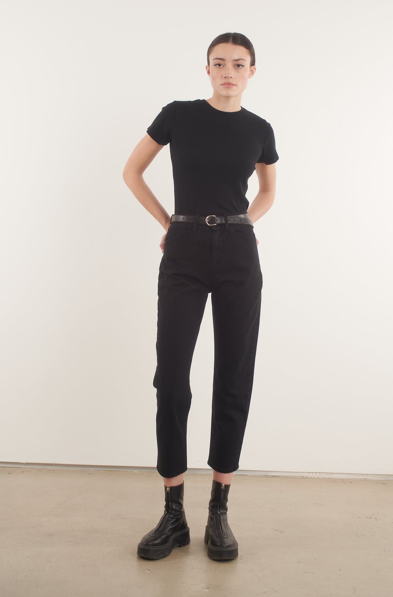 STEVIE BLACK TAPERED STRAIGHT LEG DENIM - 1