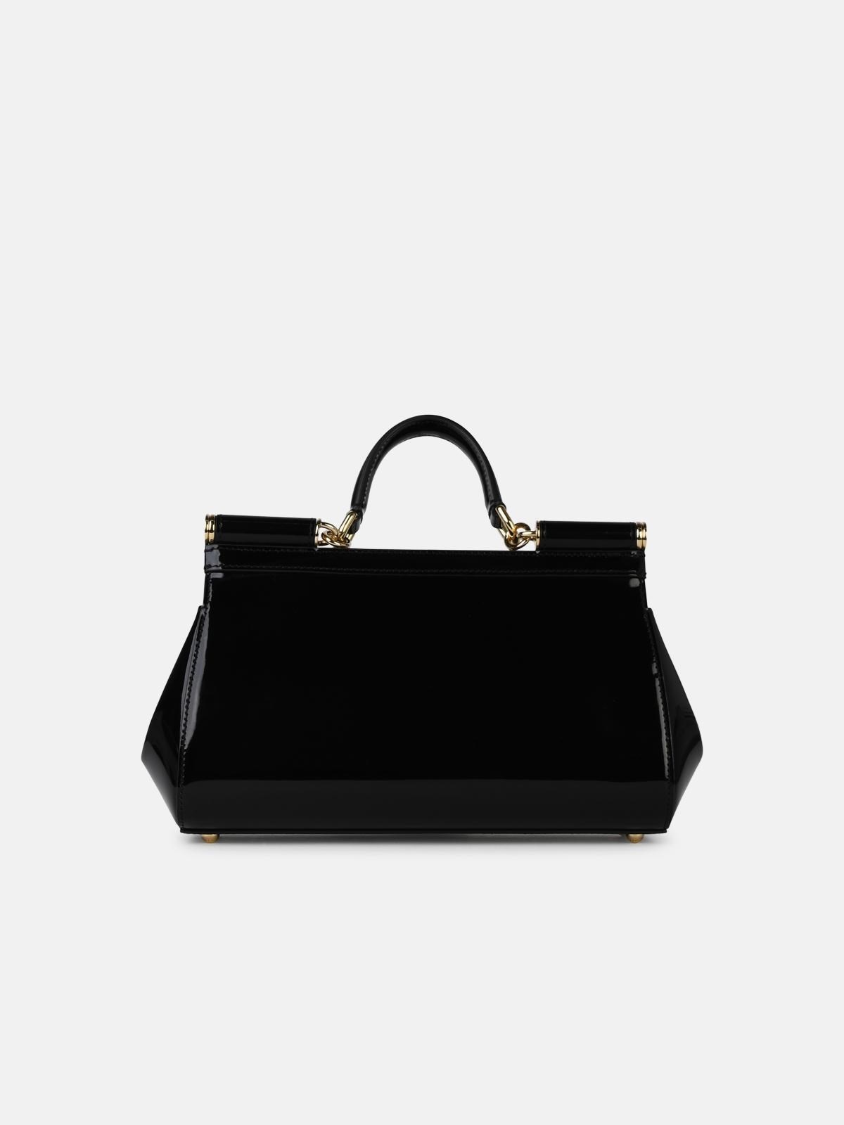 MEDIUM 'SICILY' HANDBAG IN SHINY BLACK LEATHER - 3