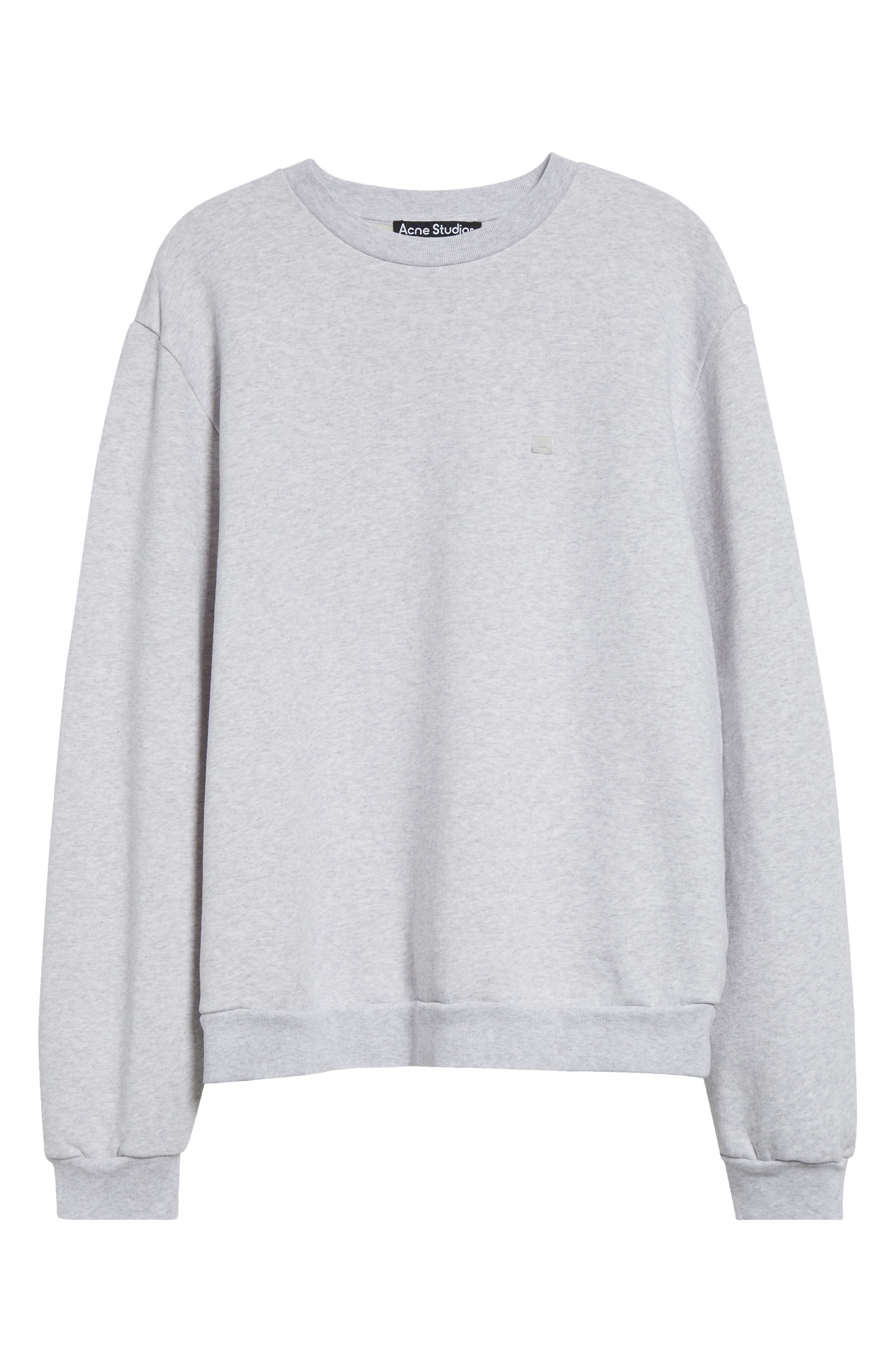 Acne Studios Faihra U Face Patch Fleece Sweatshirt in Pale Grey Melange at Nordstrom - 5