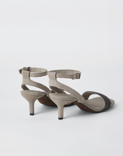 Brunello Cucinelli Suede city heels with precious strap outlook