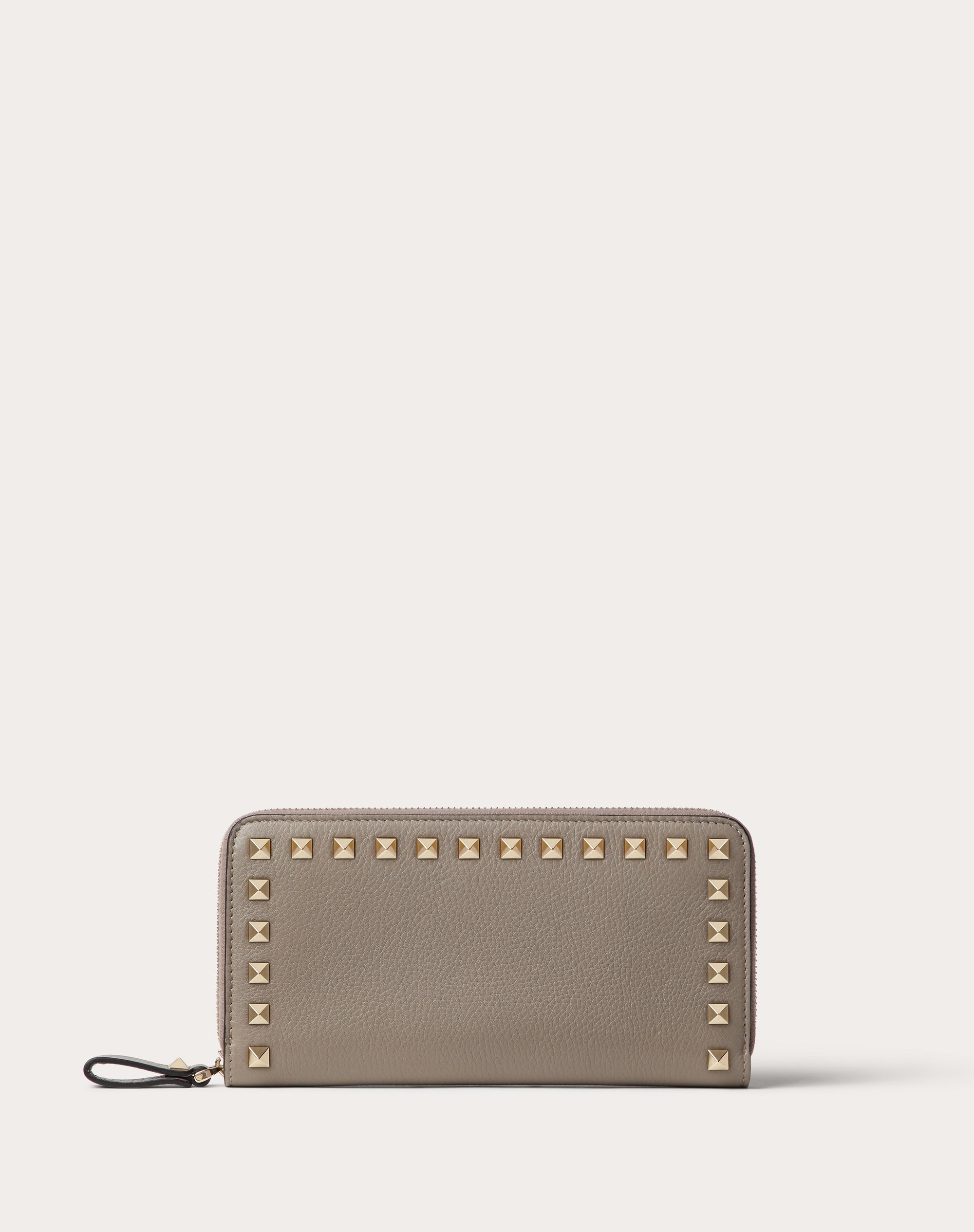 ROCKSTUD GRAINY CALFSKIN ZIPPERED WALLET - 1