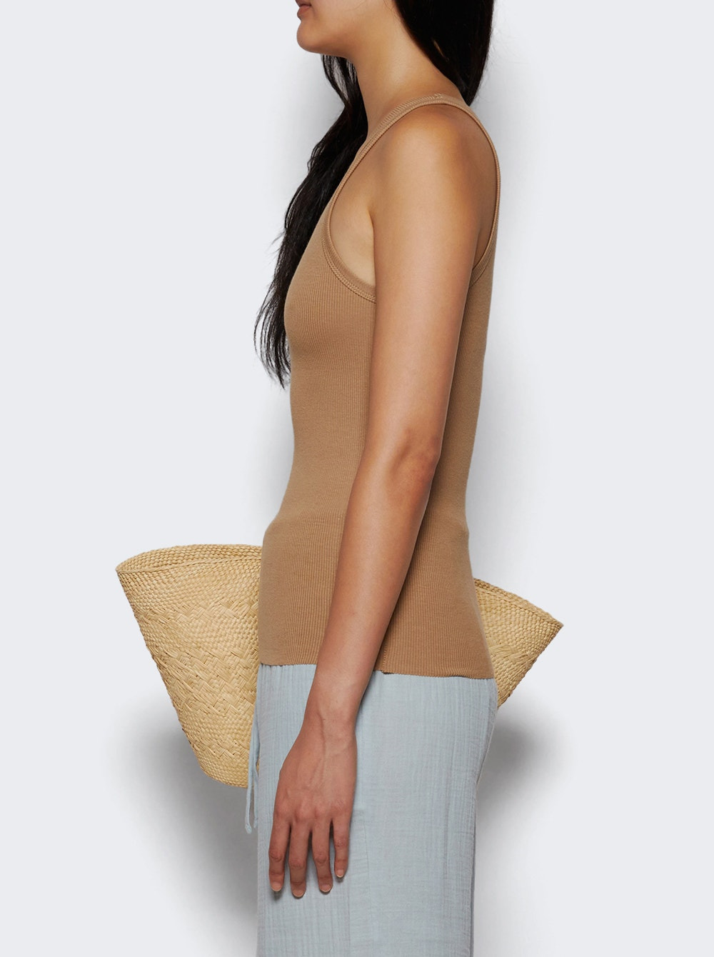 High Neck Fitted Tank Taupe - 3
