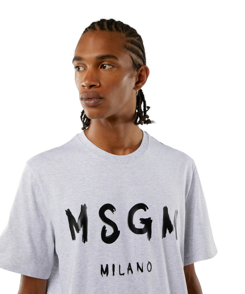MSGM Cotton T-shirt with brushed logo outlook