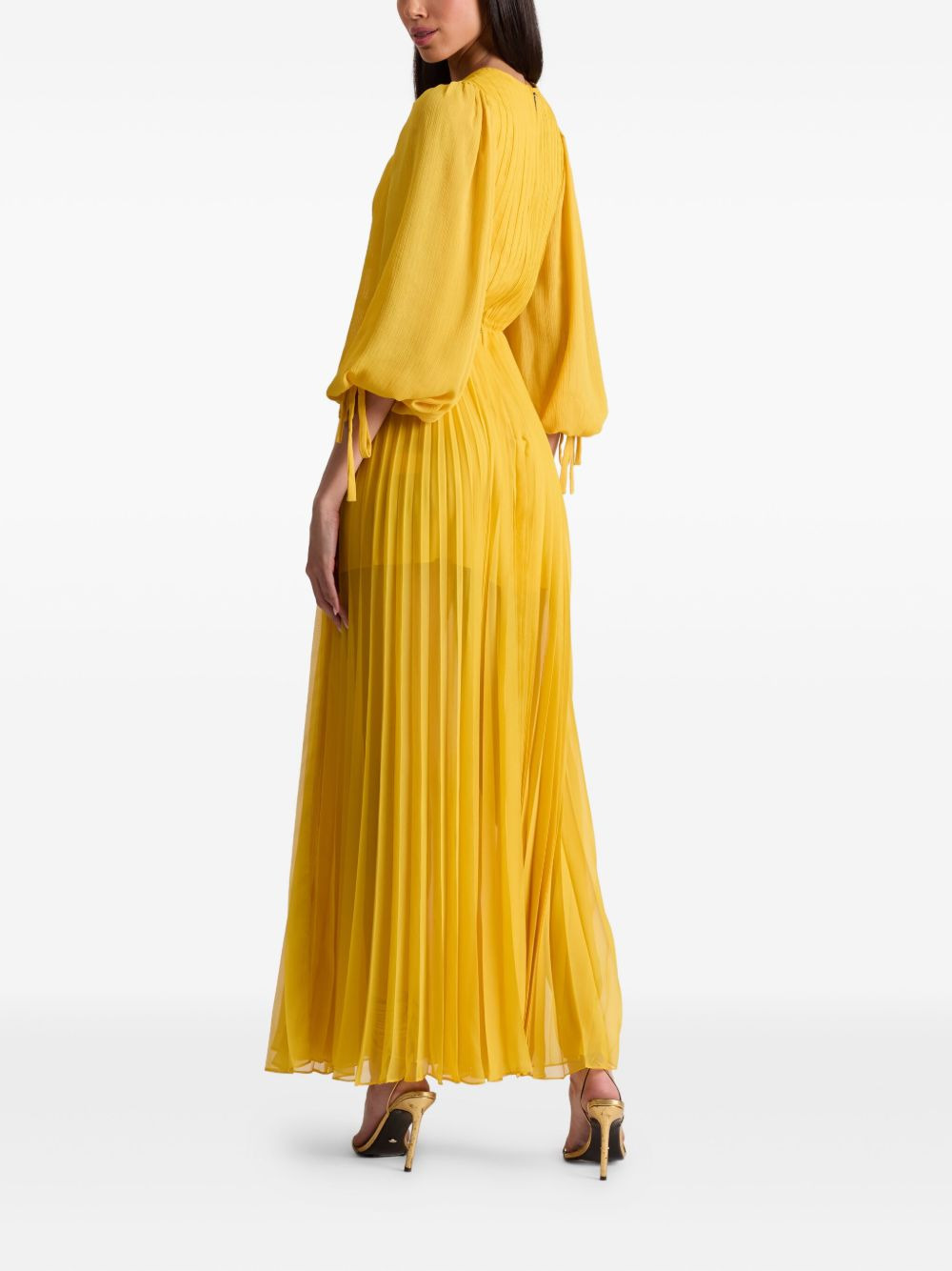 pleated V-neck maxi day dress - 4