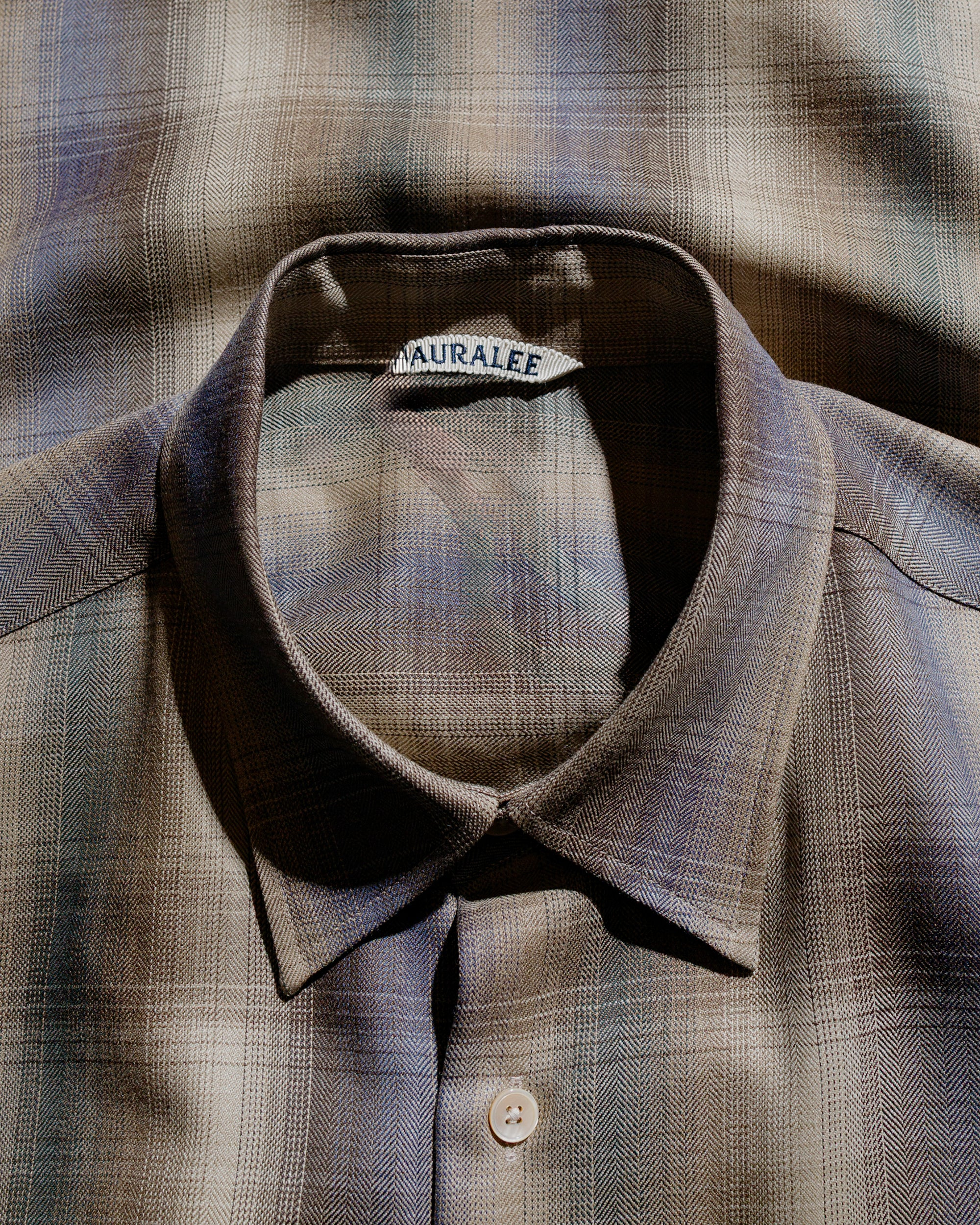 Super Light Wool Check Shirt Brown Blue Check - 5