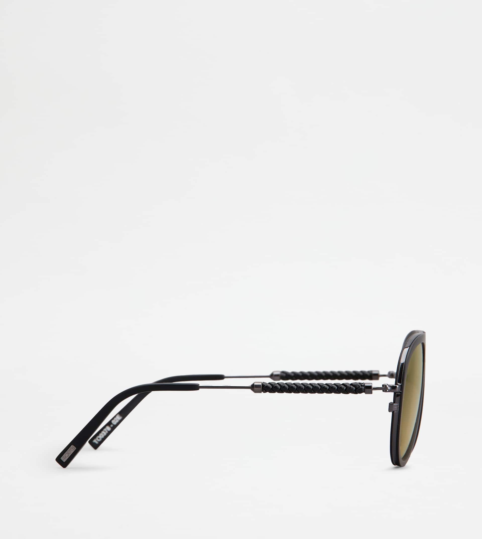SUNGLASSES WITH TEMPLES IN LEATHER - GREY - 2