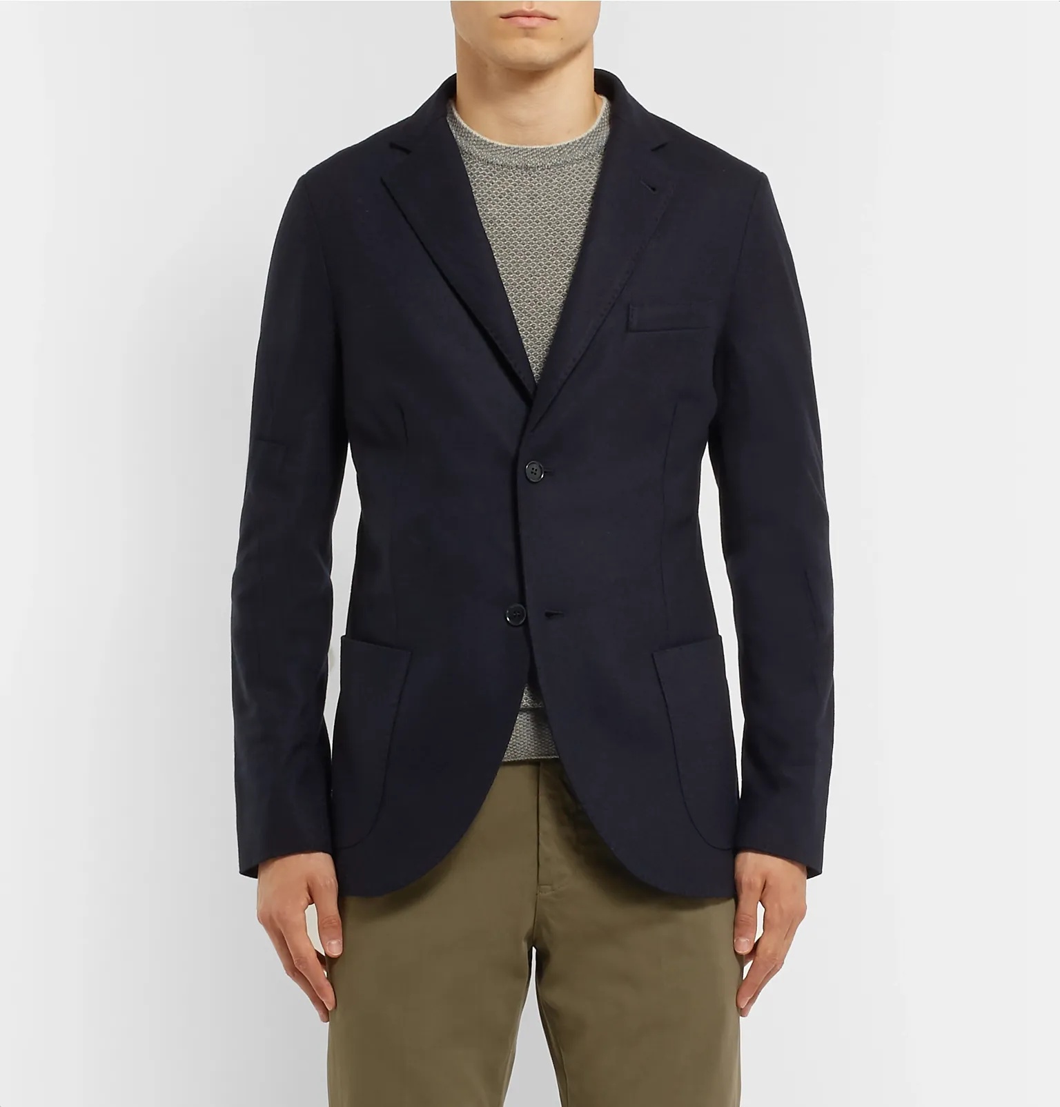 Blue Slim-Fit Cashmere Blazer - 10