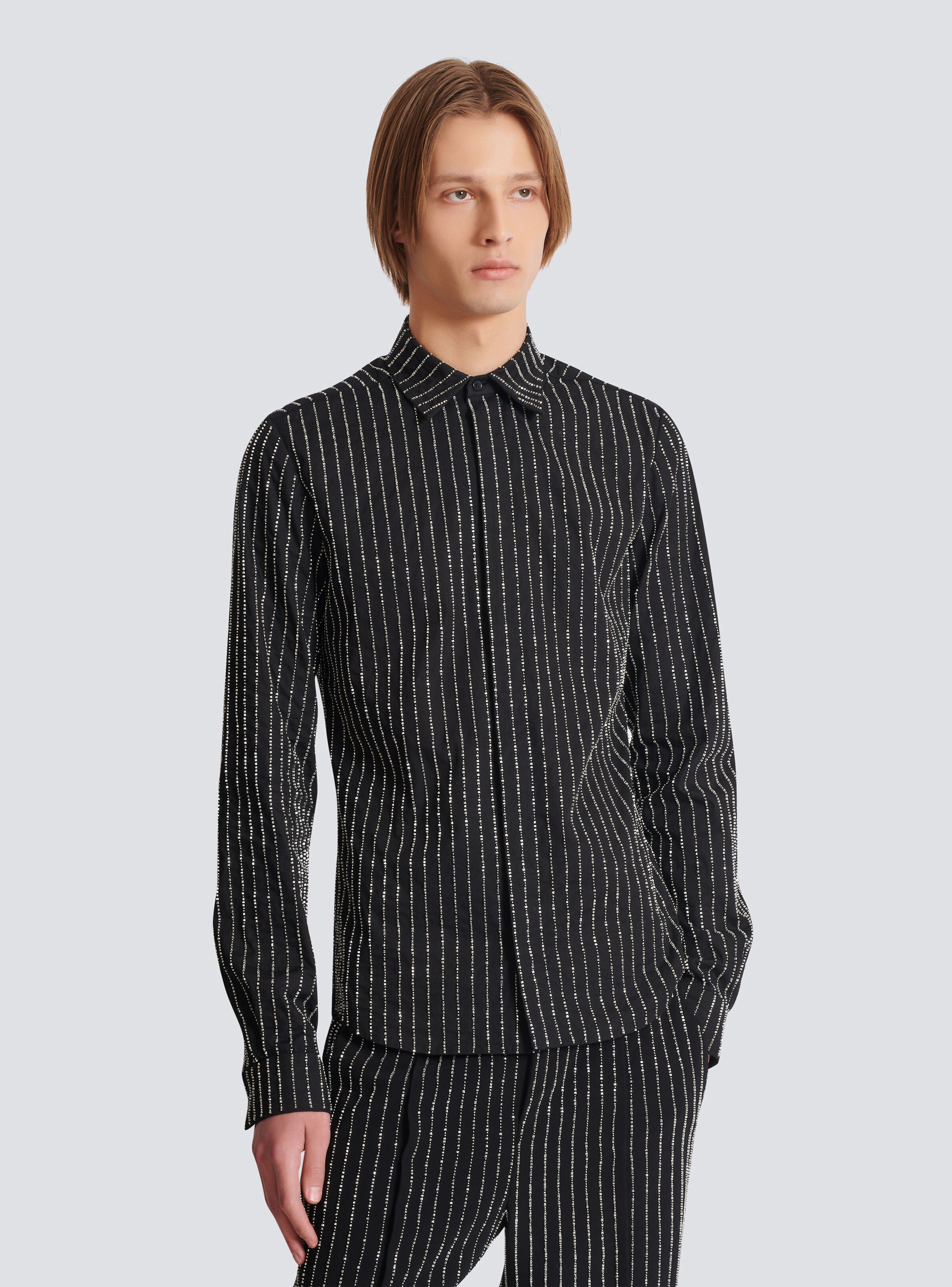 Cotton shirt with crystal stripes - 6
