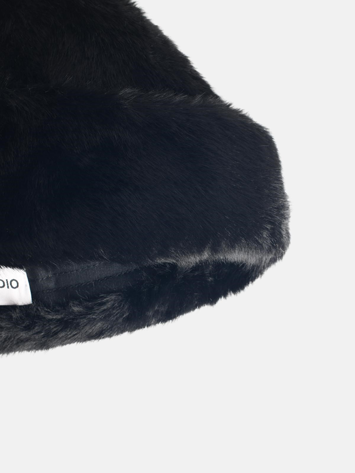 'LOVALI' BLACK FAUX FUR CAP - 3