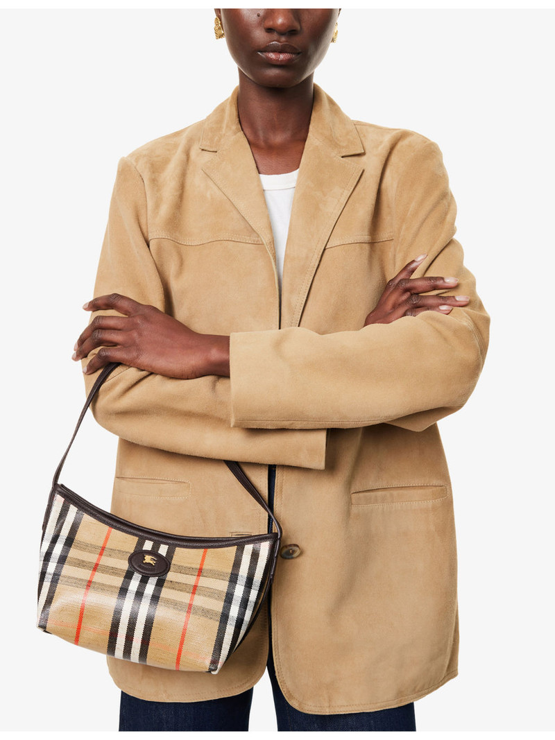 Burberry Mini Highlands Waxed-Cotton Baguette Shoulder Bag outlook