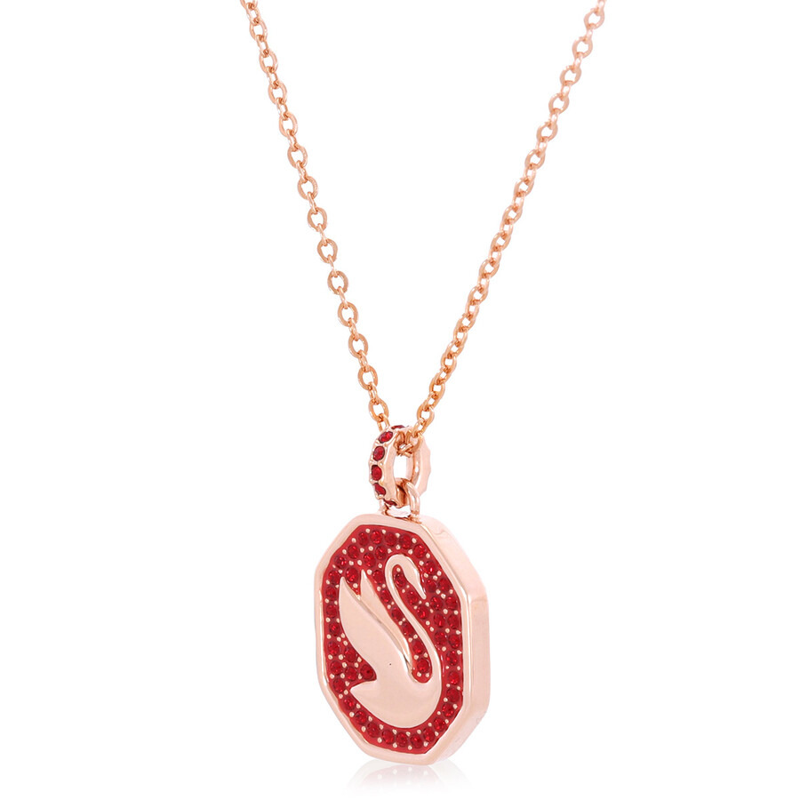 Swarovski - Swarovski Red Rose Gold-Tone Plated Signum Swan Pendant Necklace - 3