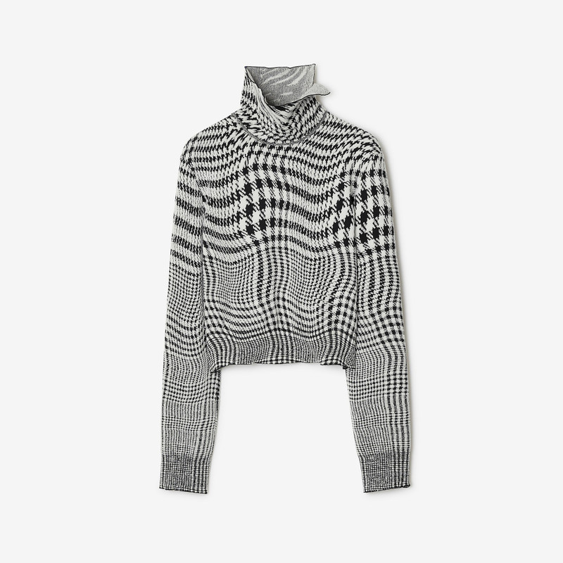 Warped Houndstooth Wool Blend Sweater - 1